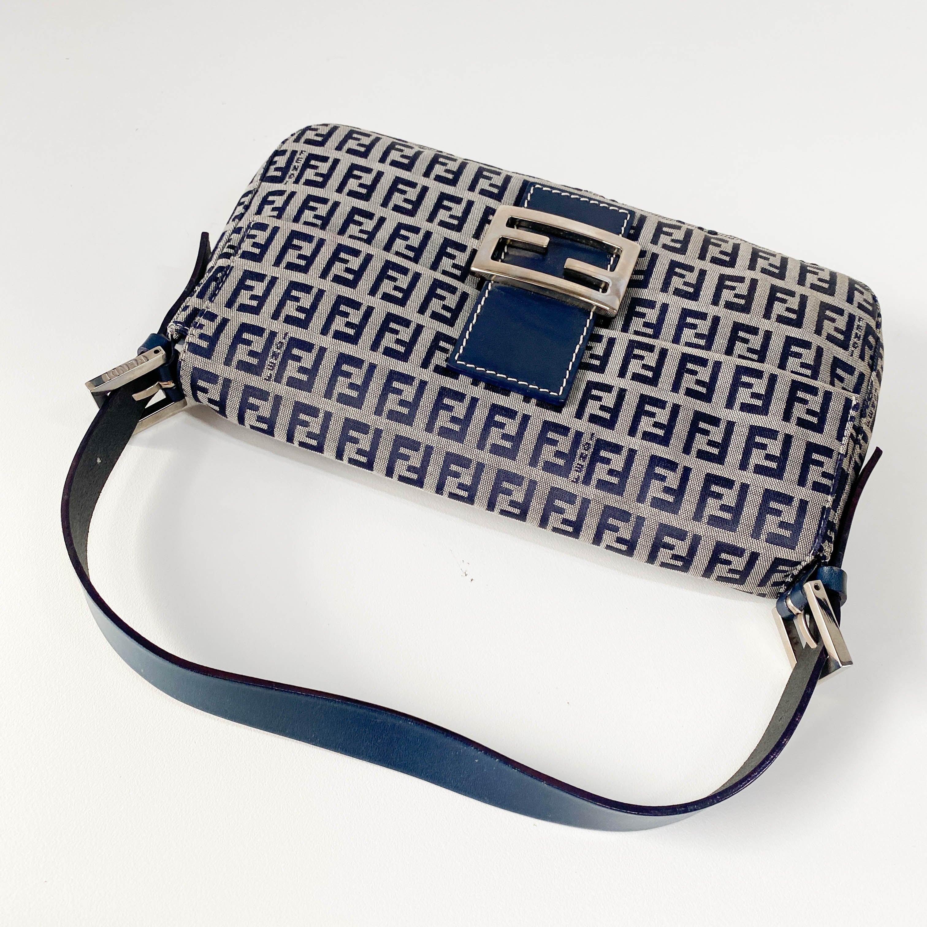 Zucchino Baguette Navy Canvas Shoulder Bag
