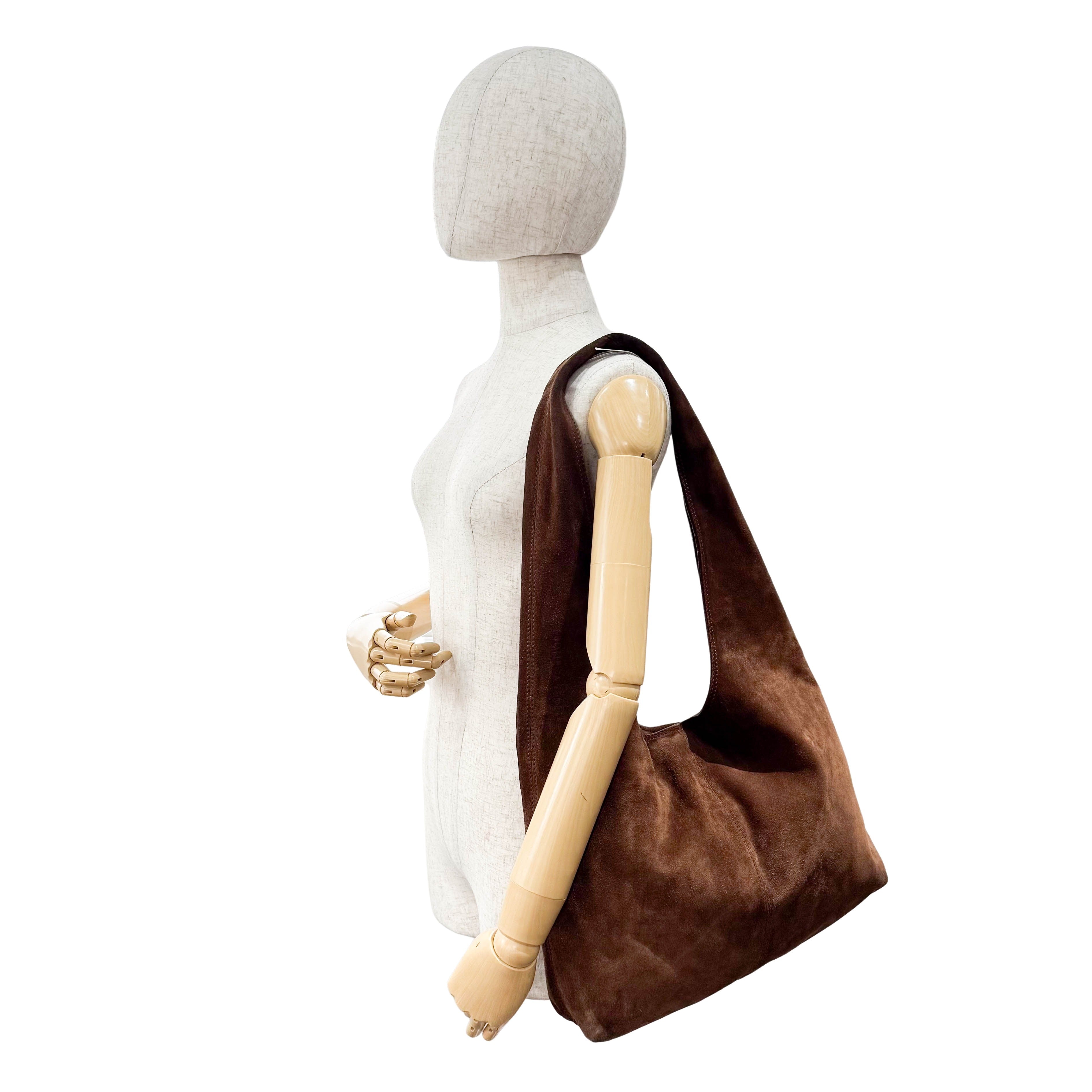Brown Suede Hobo Shoulder Bag