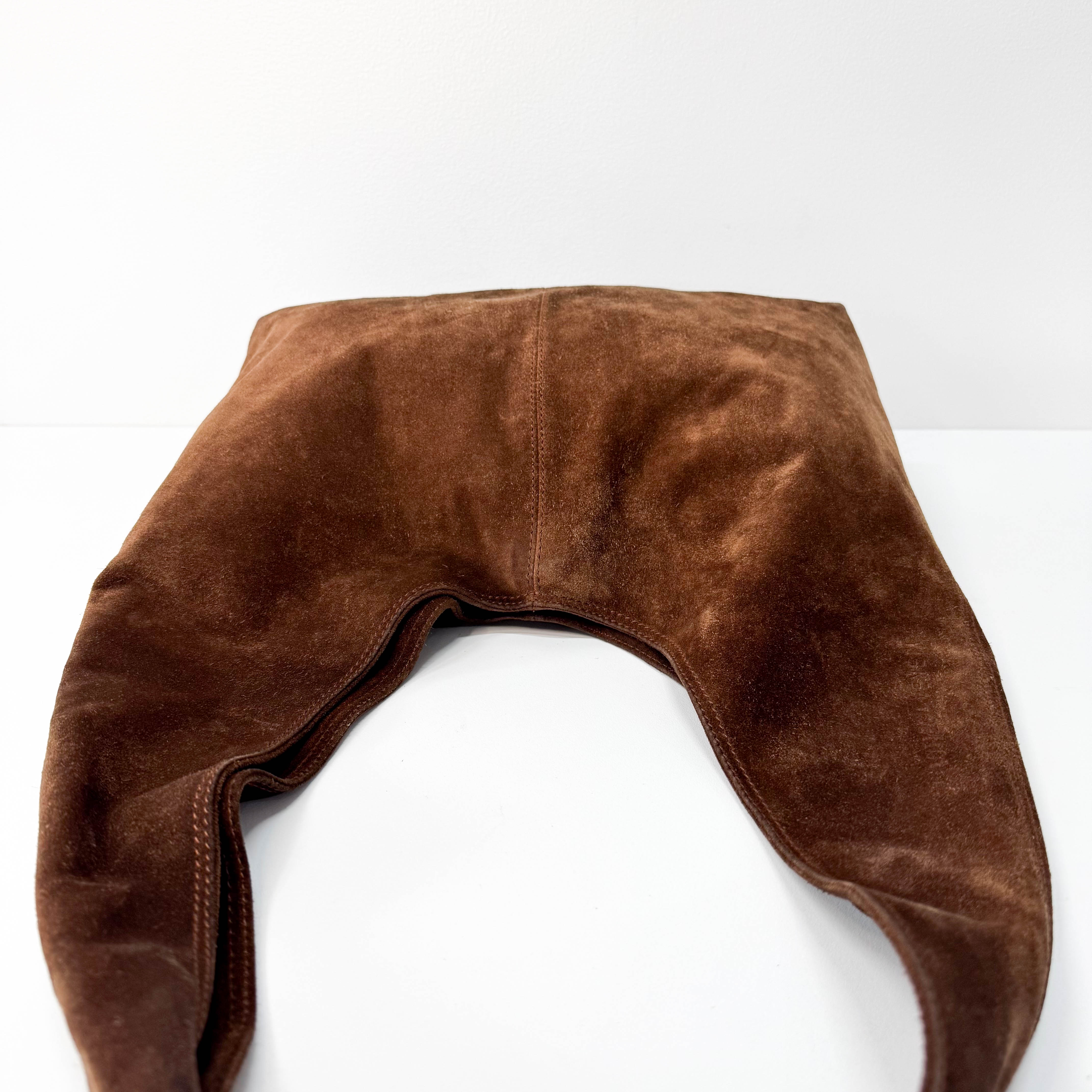 Brown Suede Hobo Shoulder Bag