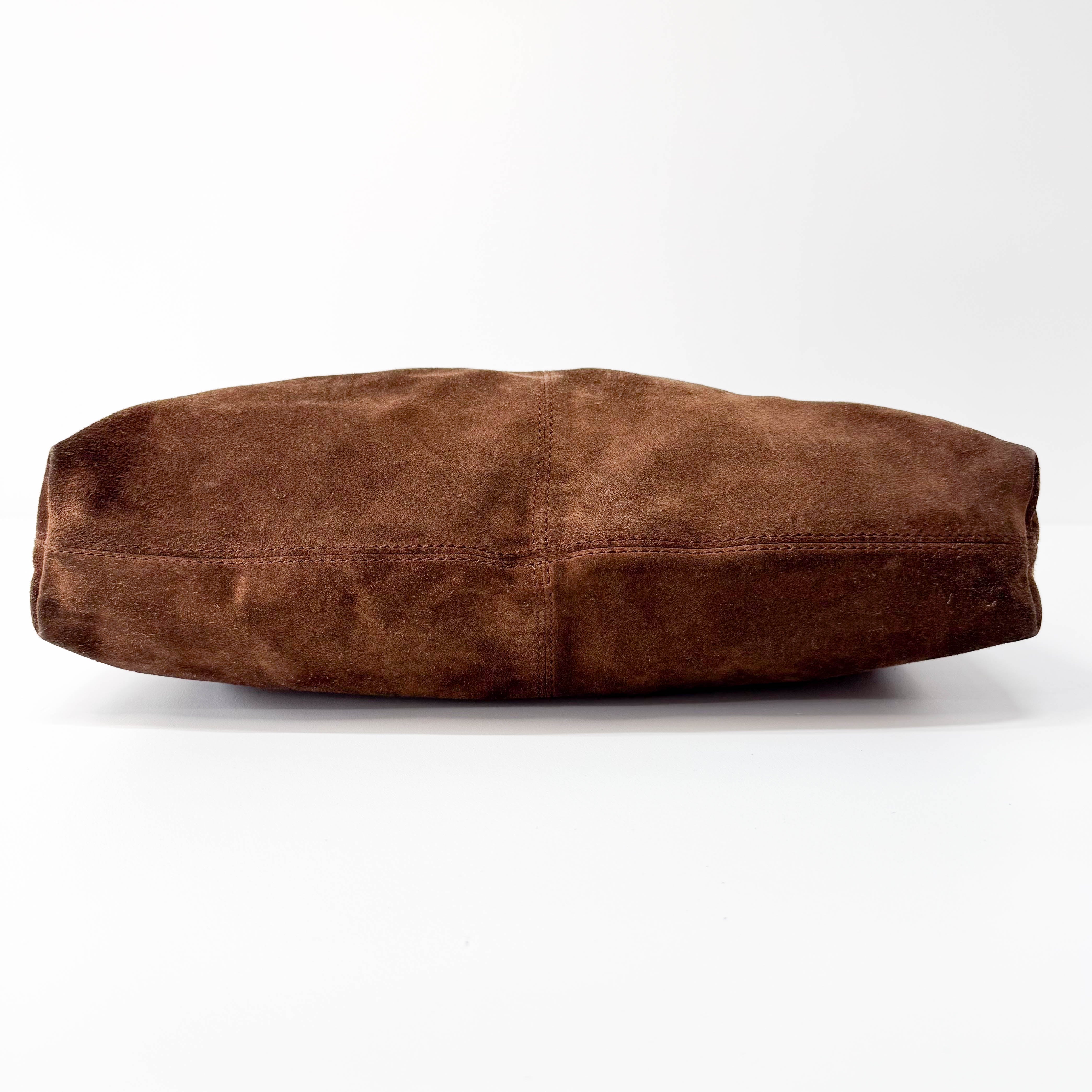 Brown Suede Hobo Shoulder Bag