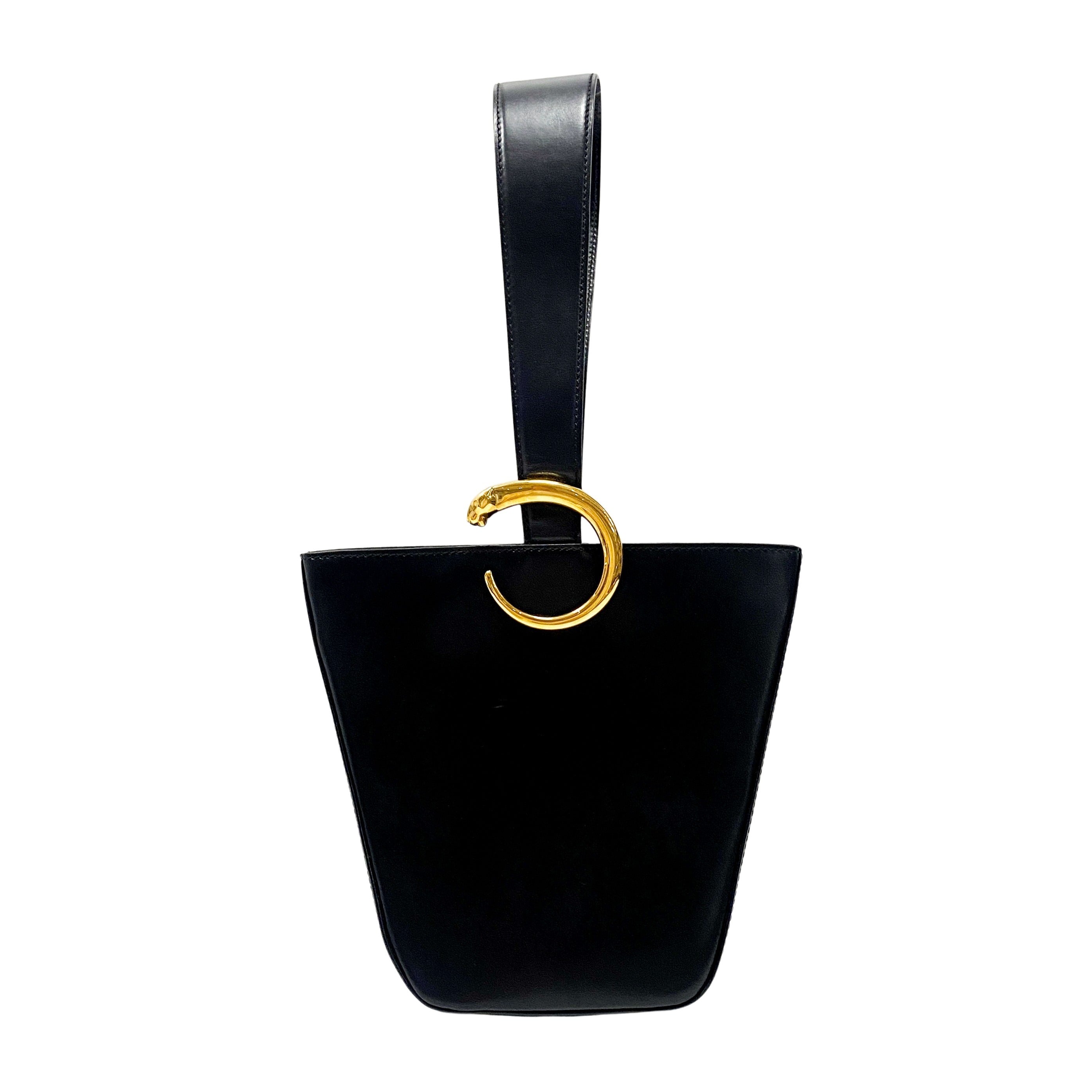 Panthère Black Leather Shoulder Bag