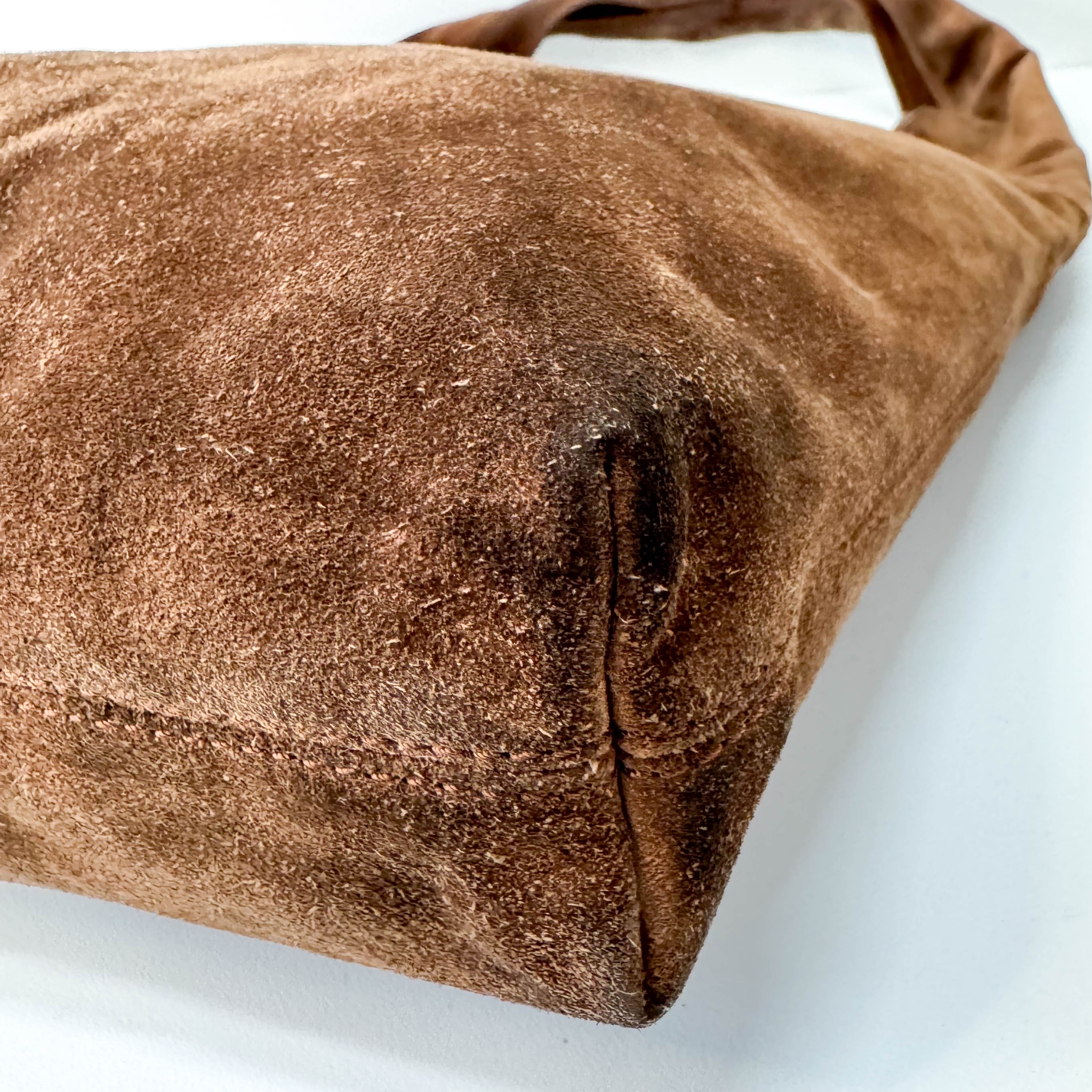 Brown Suede Hobo Shoulder Bag