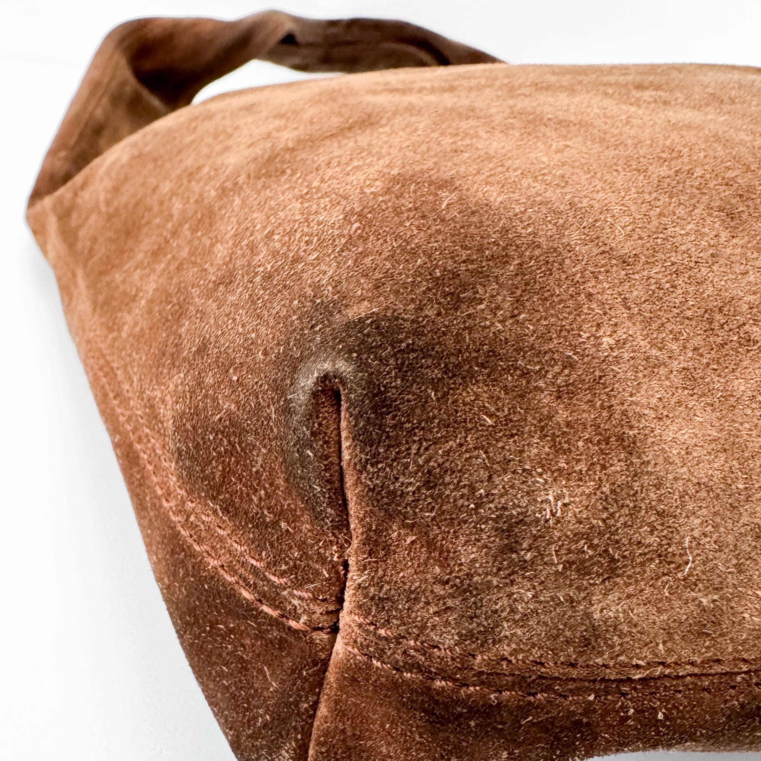 Brown Suede Hobo Shoulder Bag