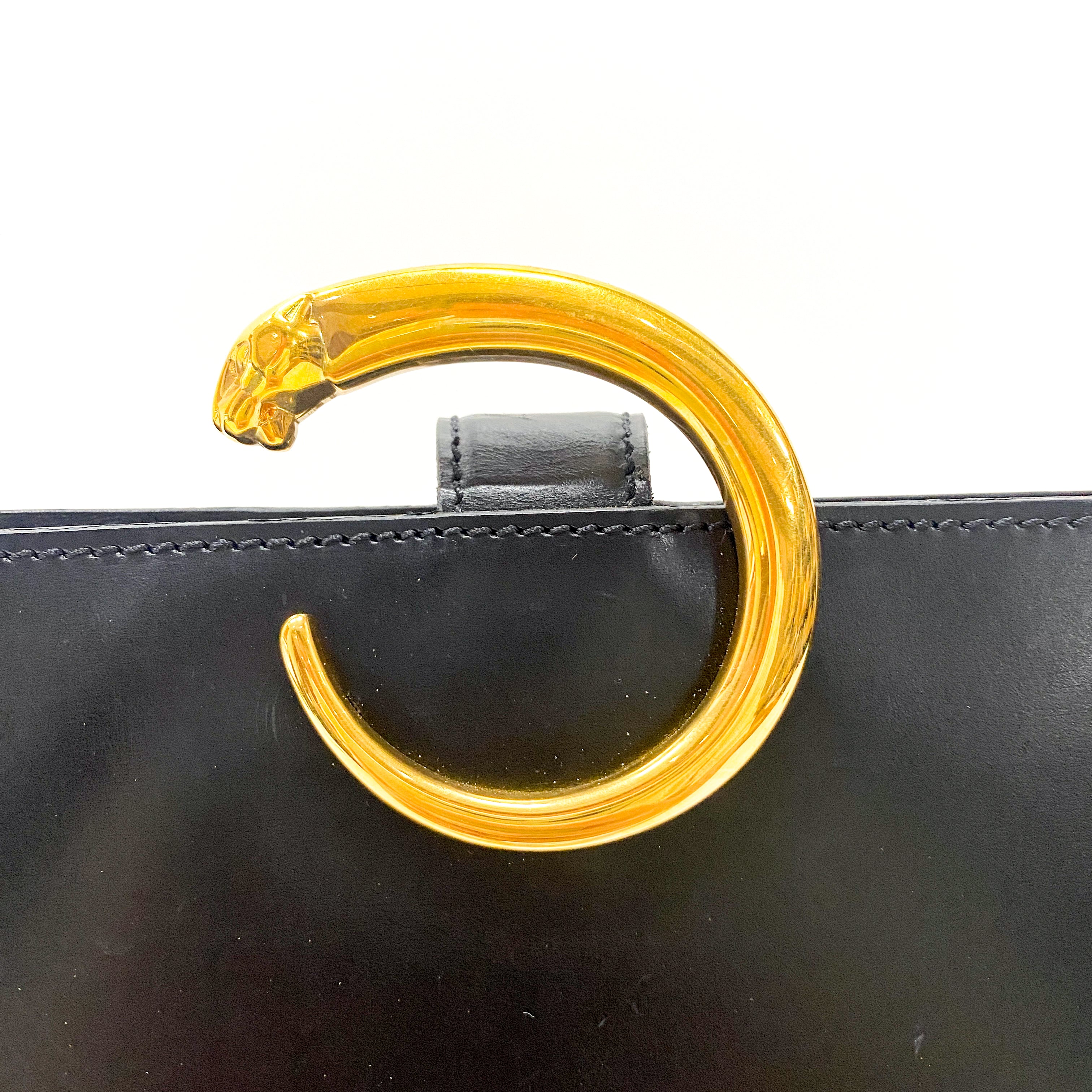 Panthère Black Leather Shoulder Bag