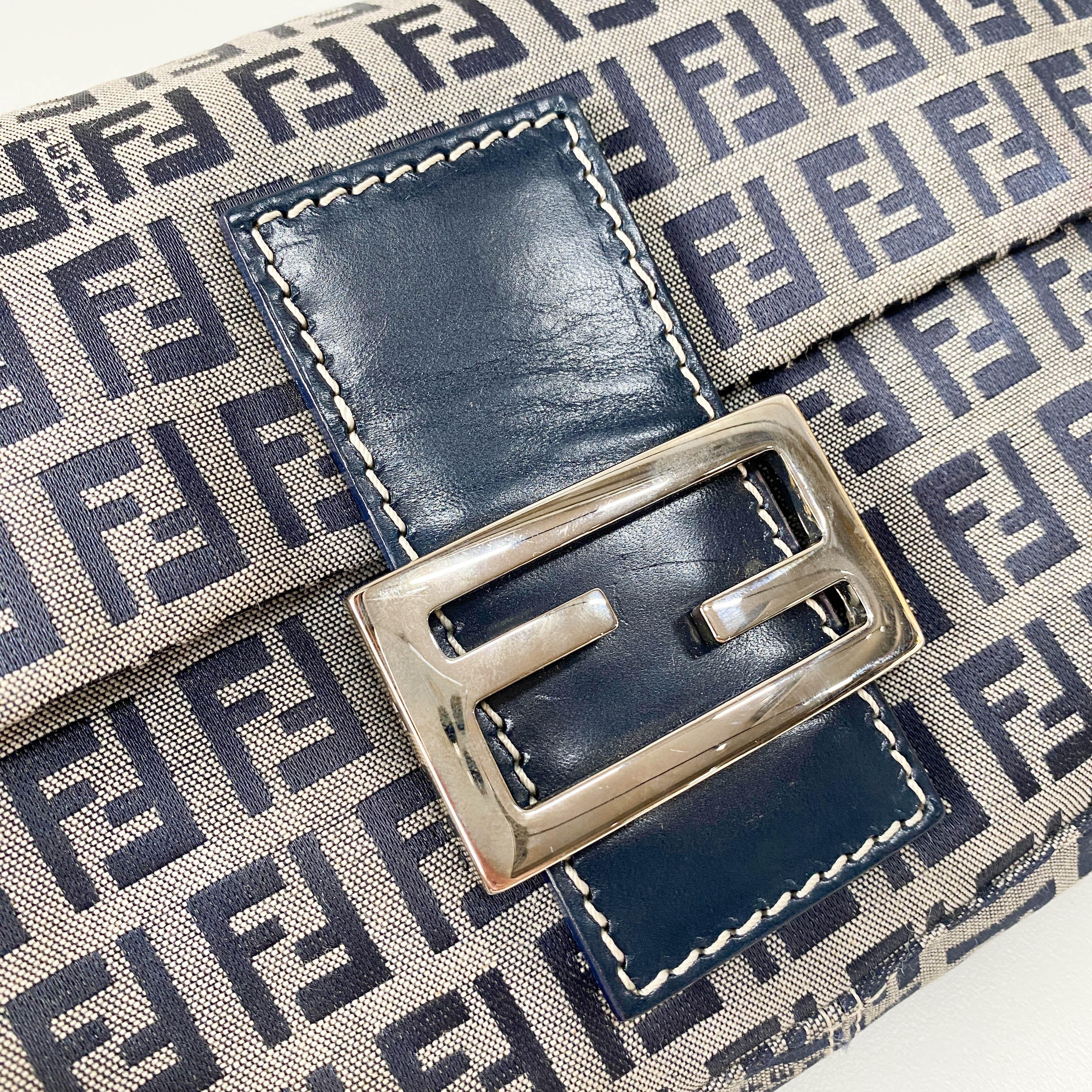 Zucchino Baguette Navy Canvas Shoulder Bag