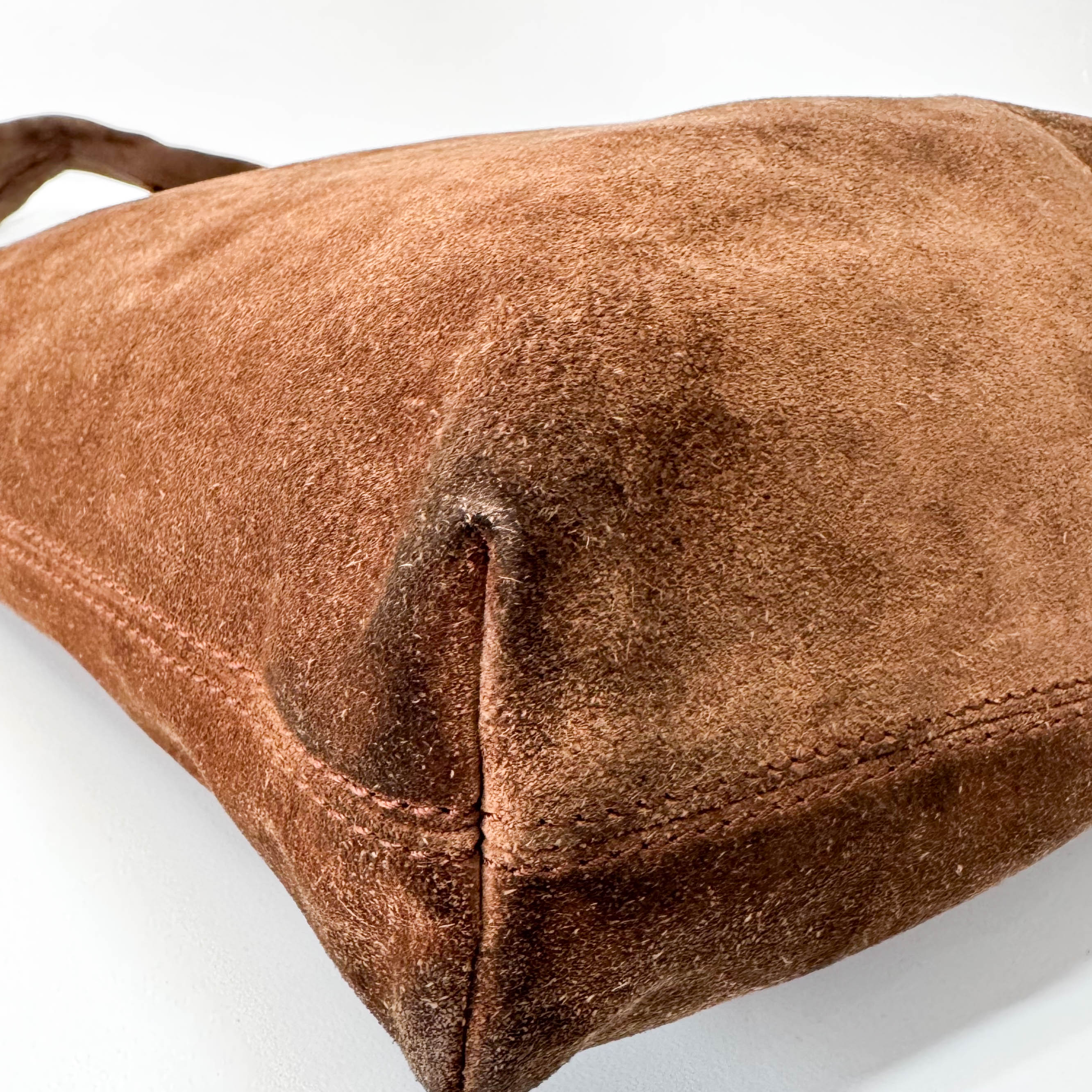 Brown Suede Hobo Shoulder Bag