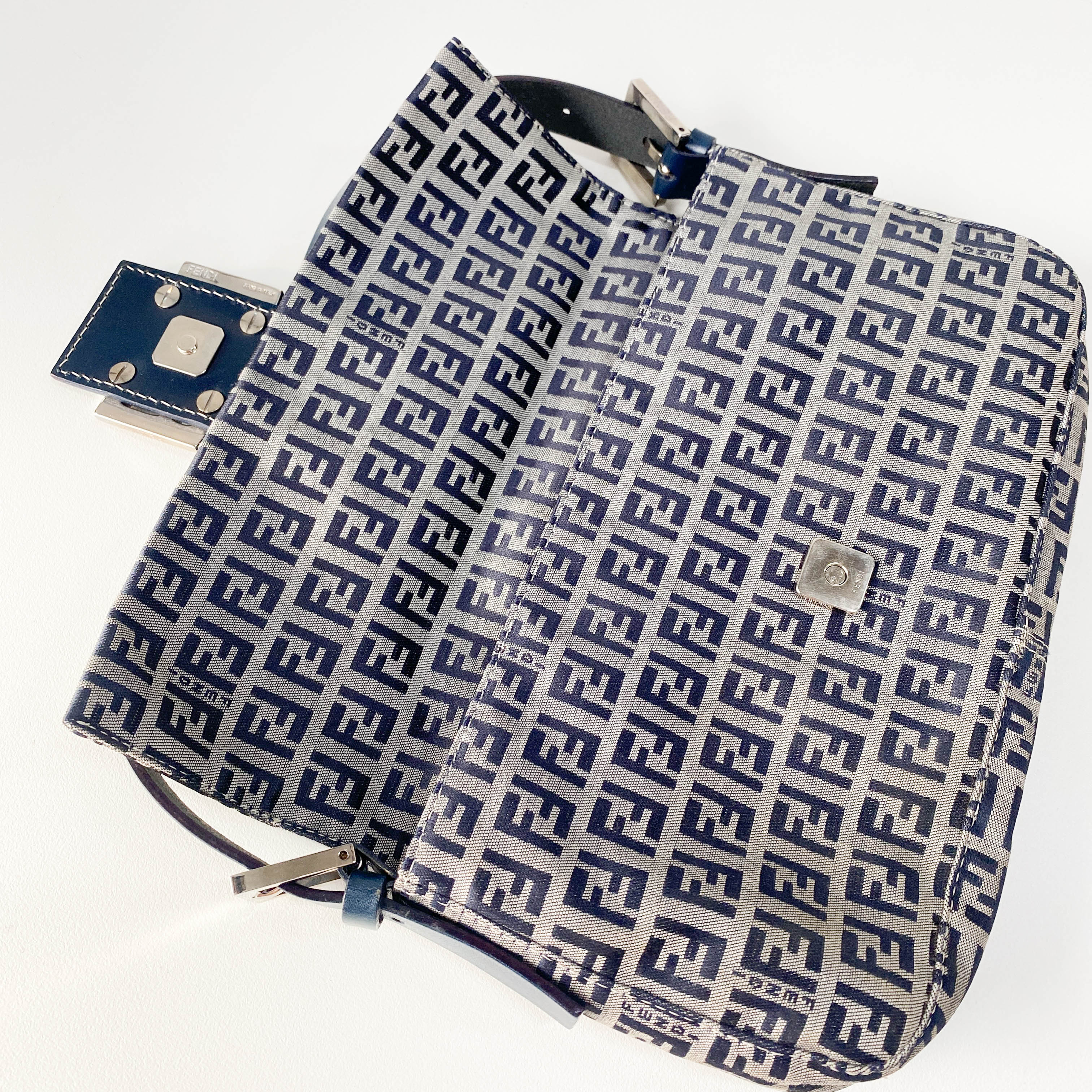 Zucchino Baguette Navy Canvas Shoulder Bag