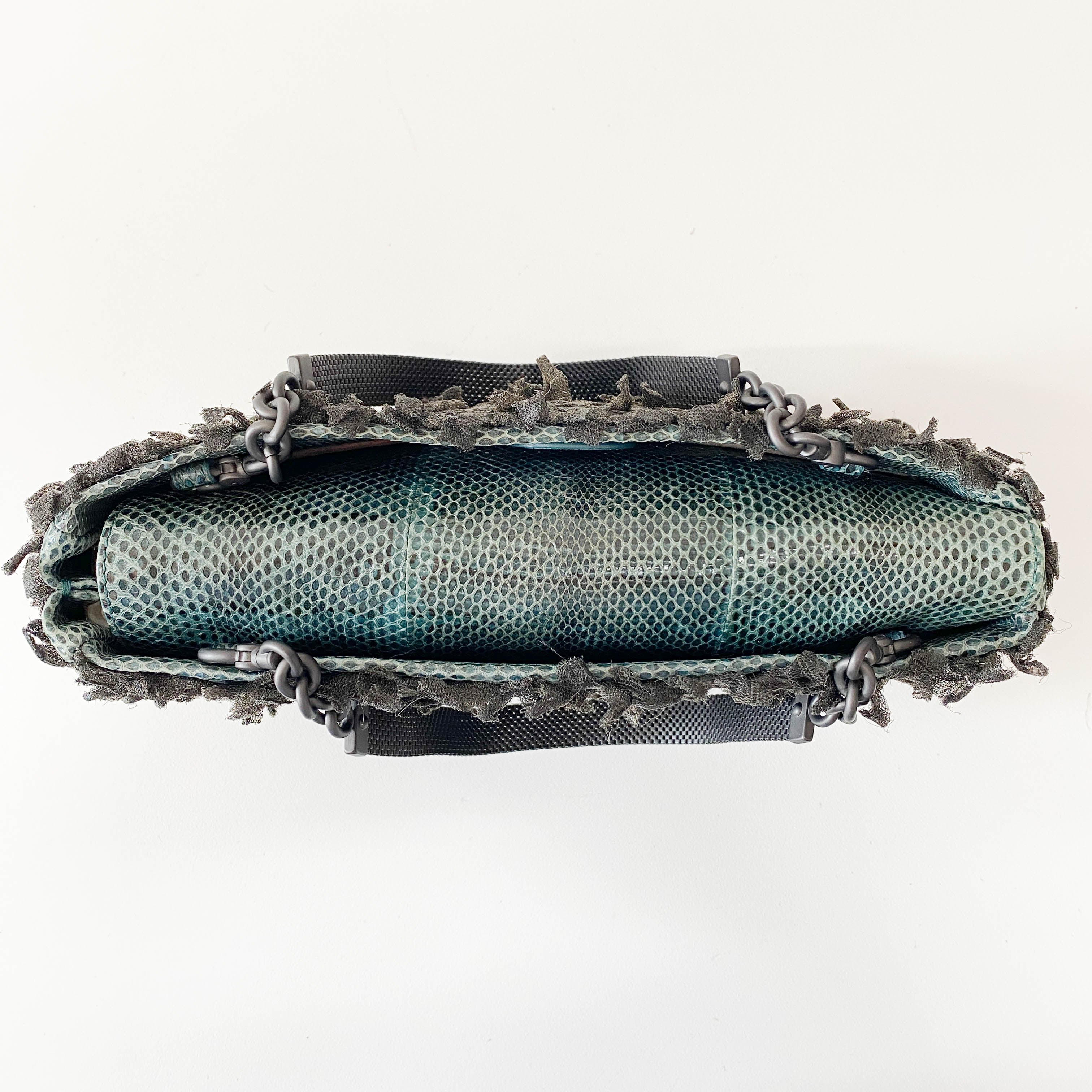 Black Intrecciato Cloth Shoulder Bag