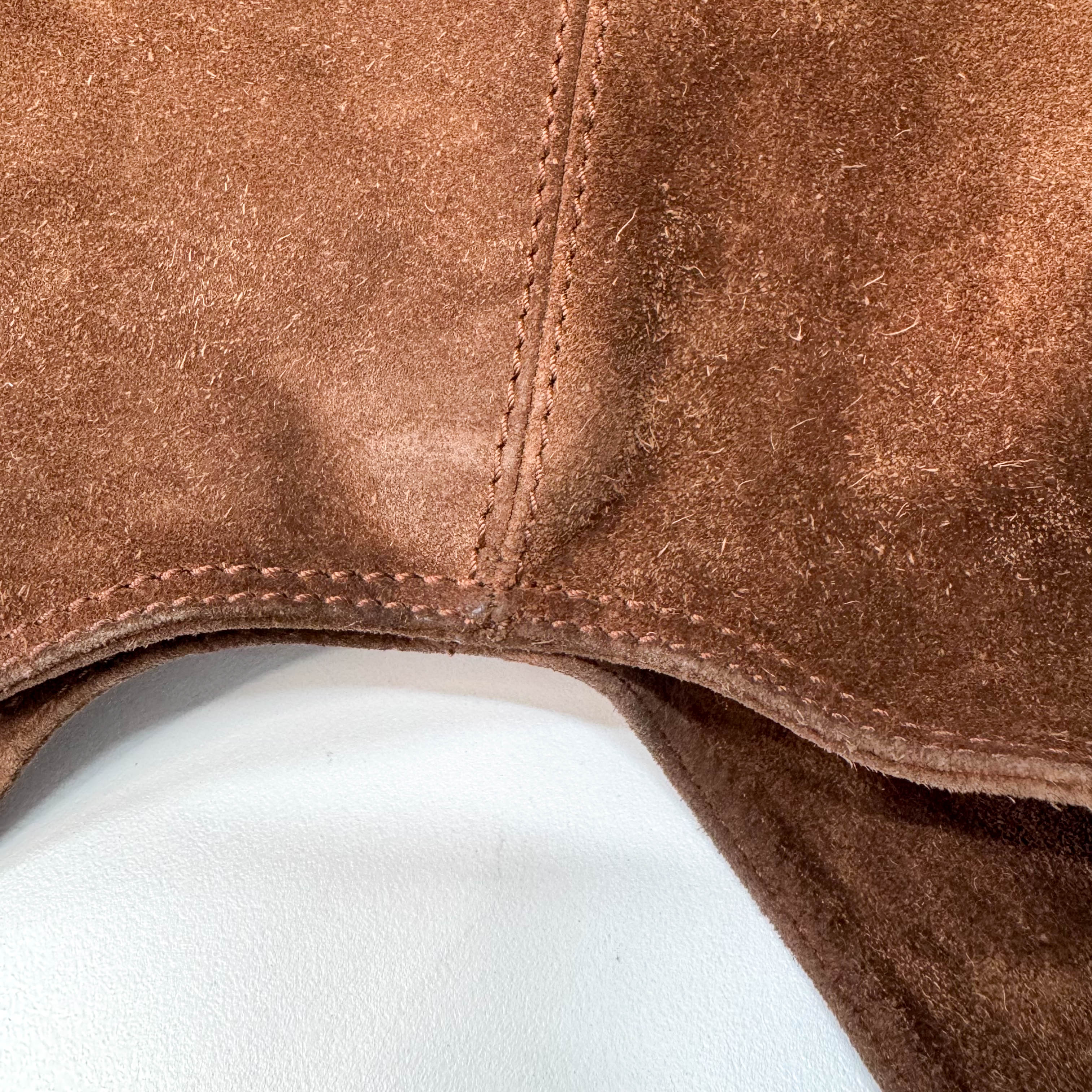 Brown Suede Hobo Shoulder Bag