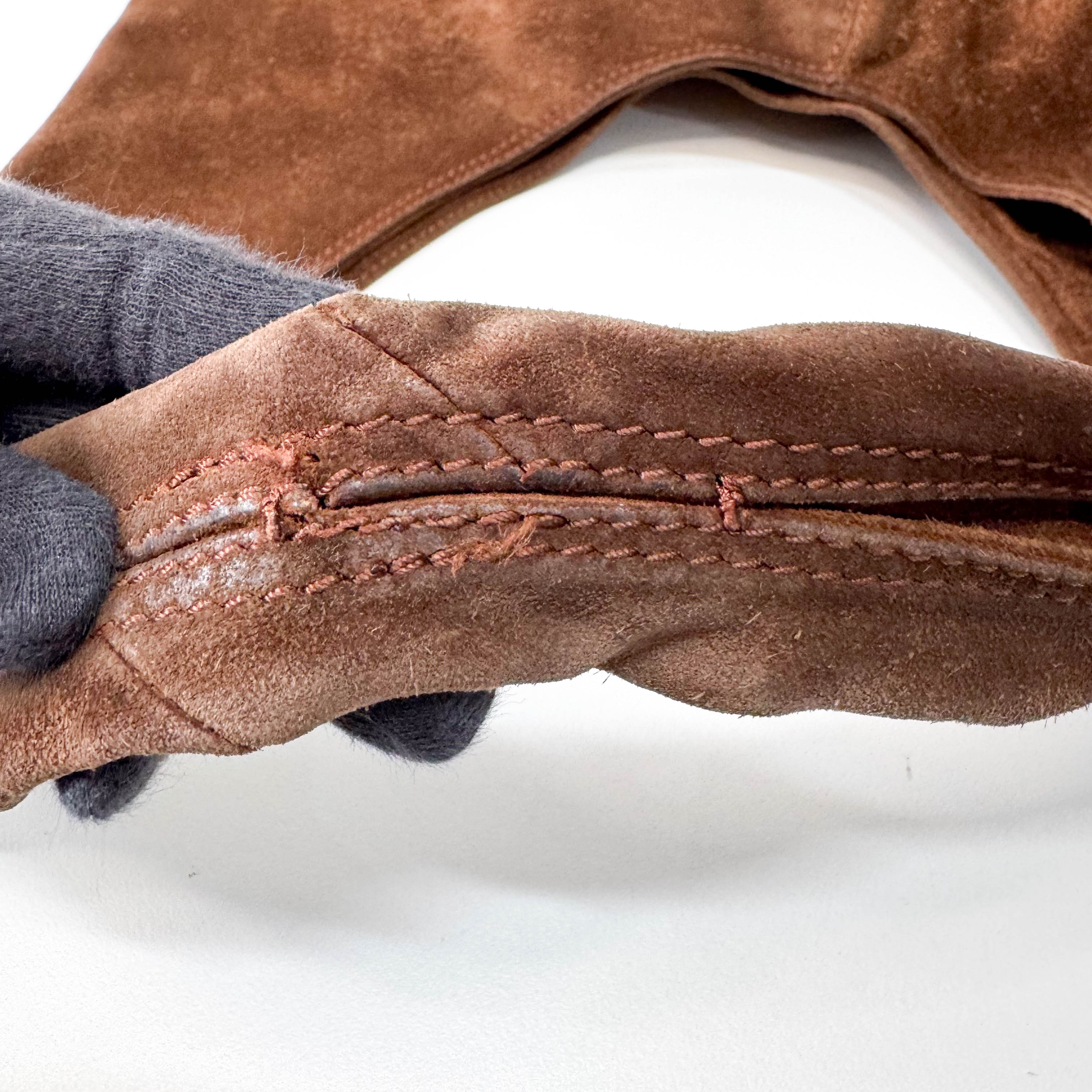 Brown Suede Hobo Shoulder Bag