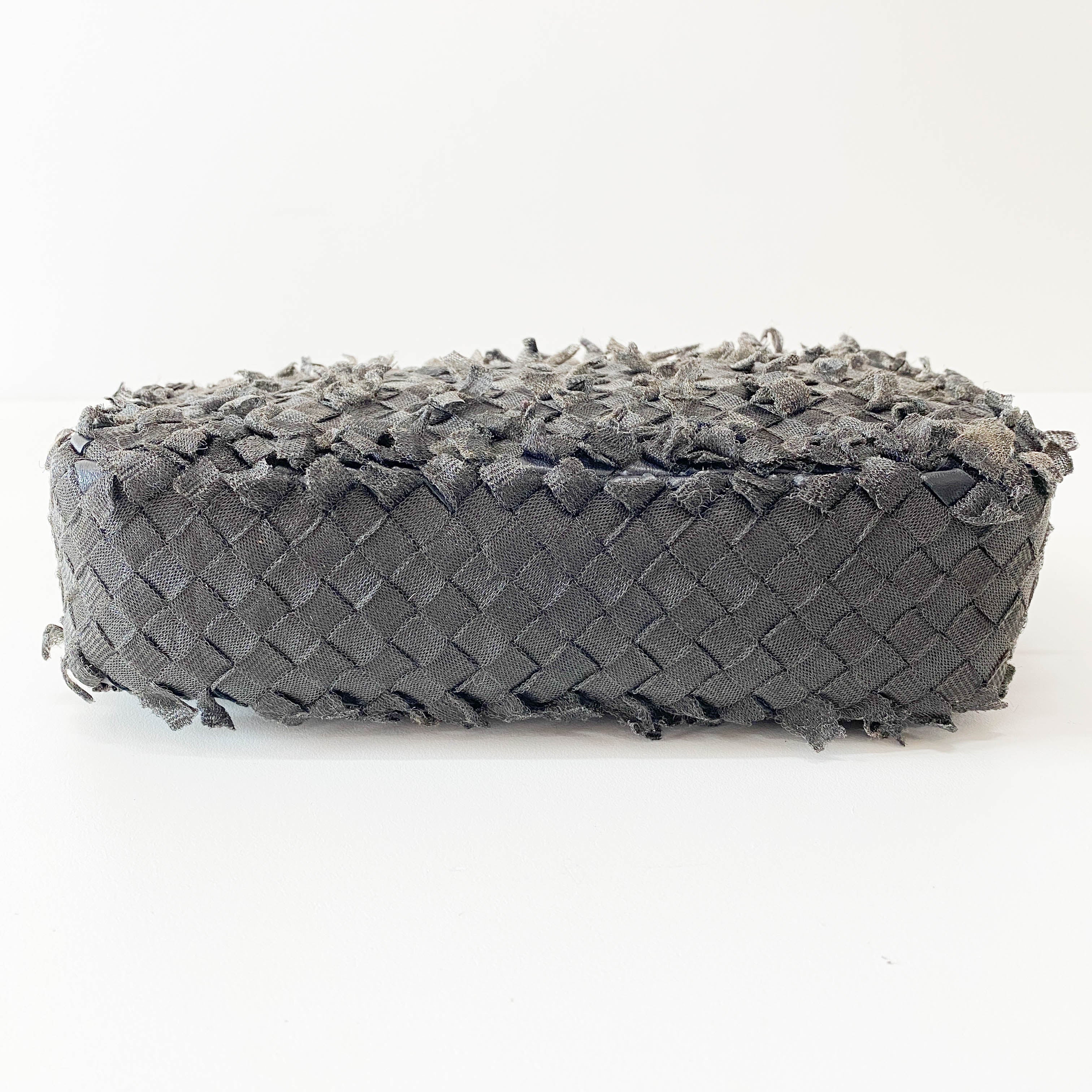 Black Intrecciato Cloth Shoulder Bag