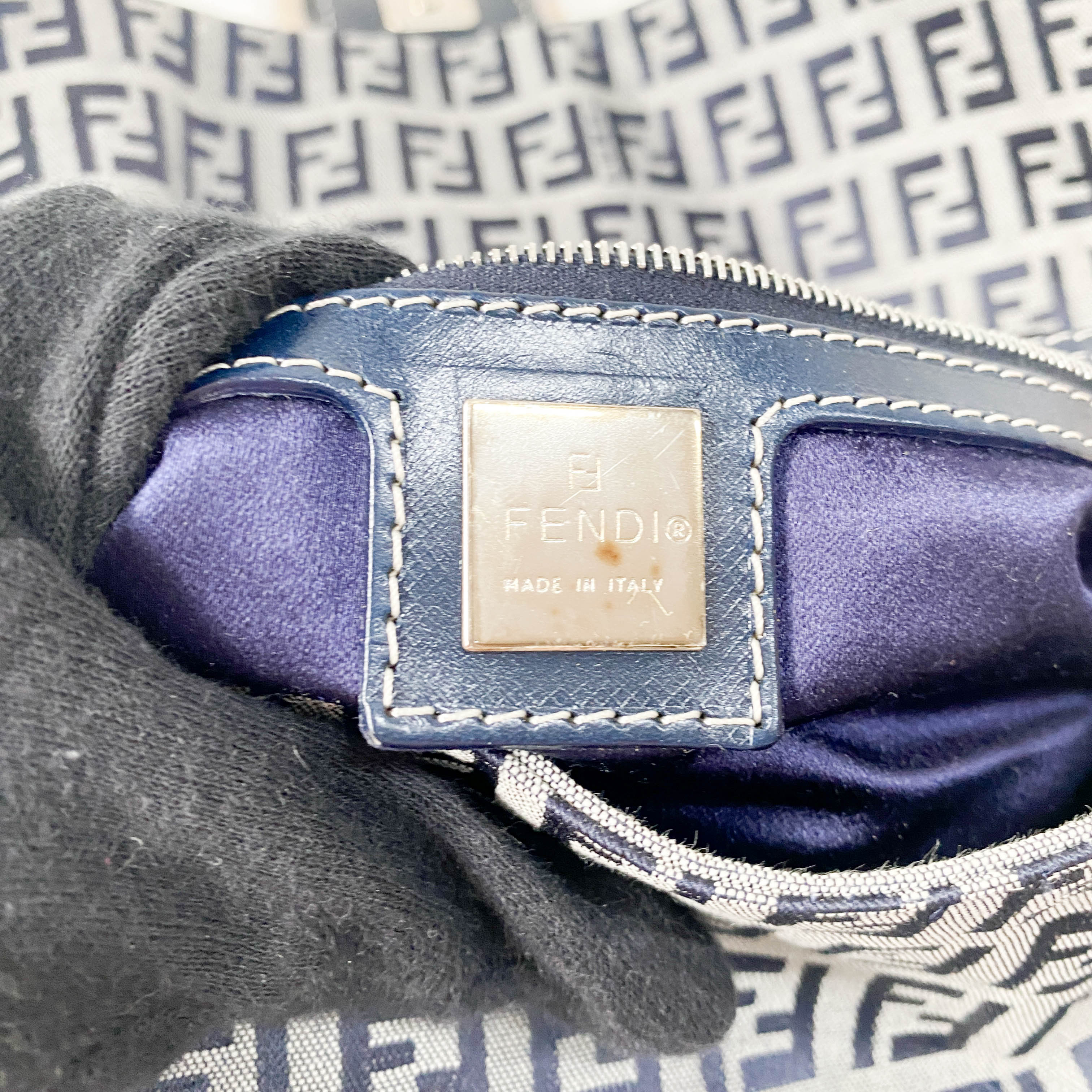 Zucchino Baguette Navy Canvas Shoulder Bag