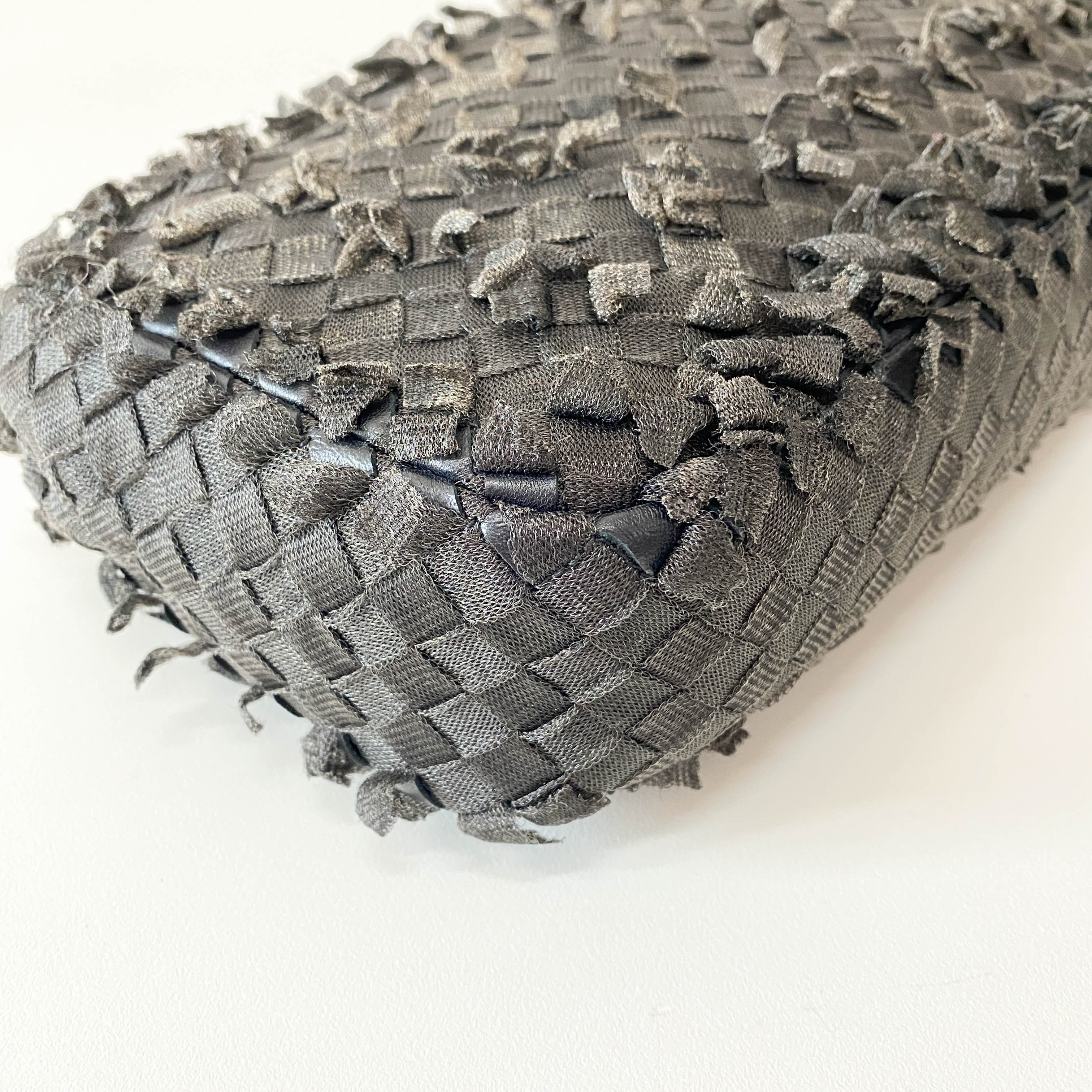 Black Intrecciato Cloth Shoulder Bag