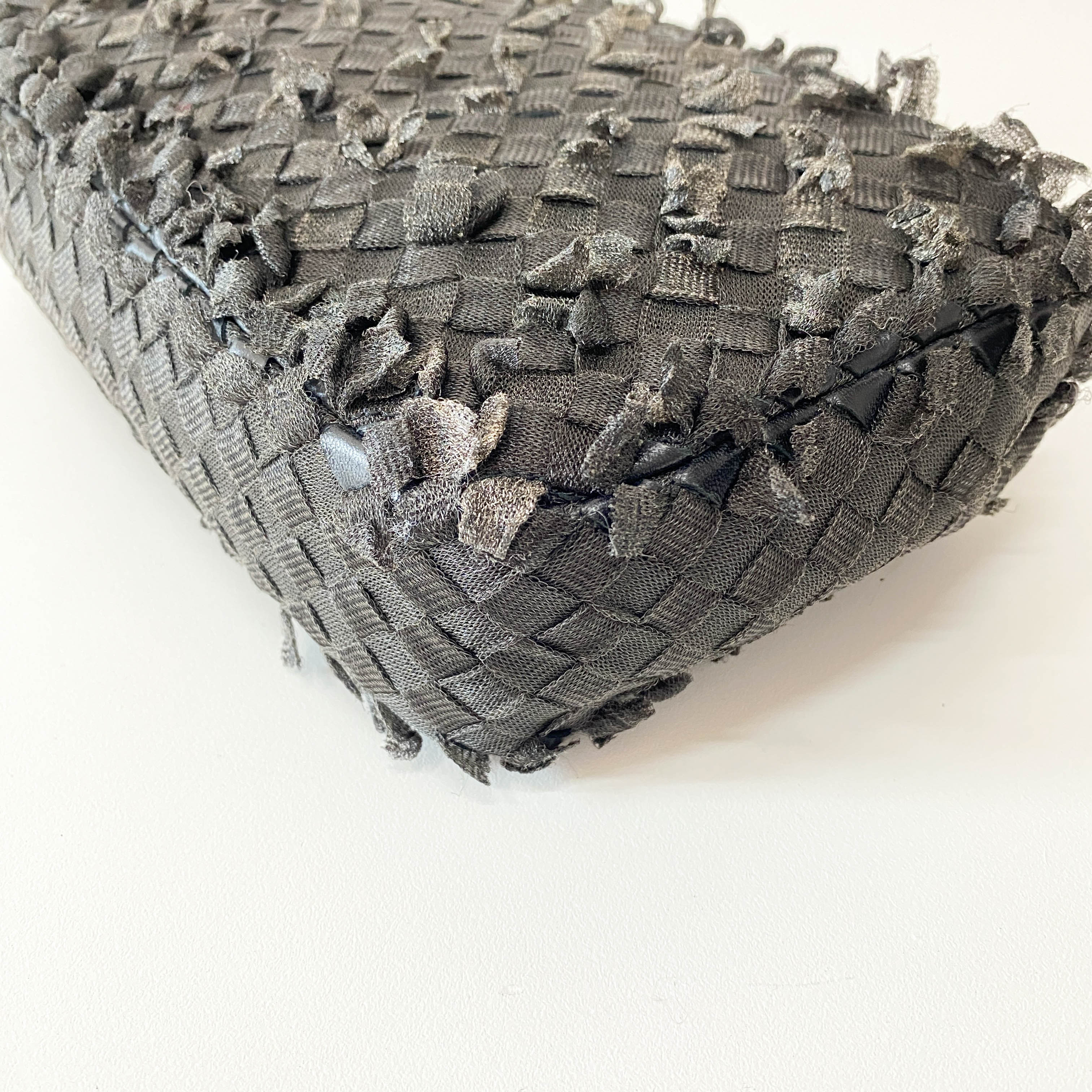 Black Intrecciato Cloth Shoulder Bag