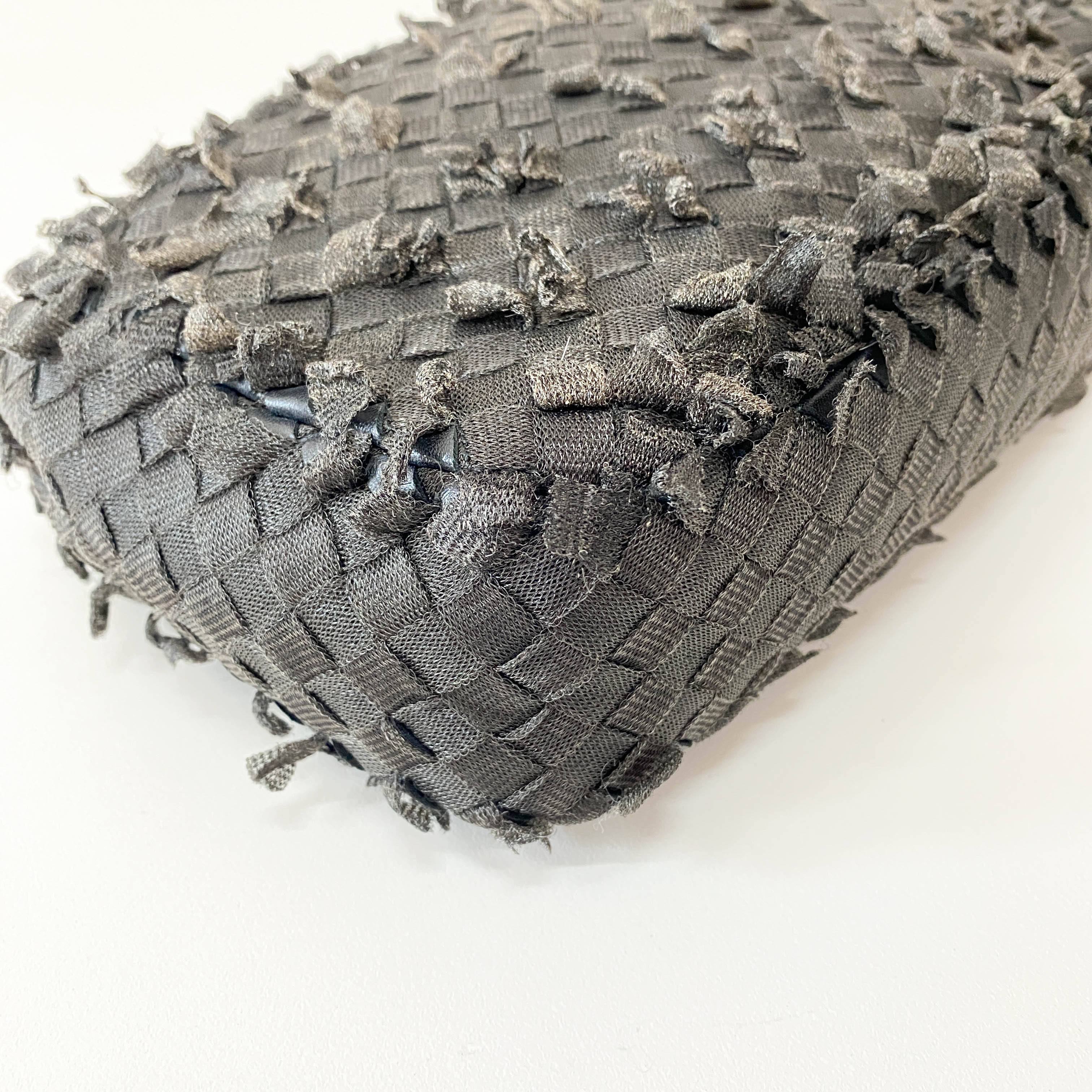 Black Intrecciato Cloth Shoulder Bag