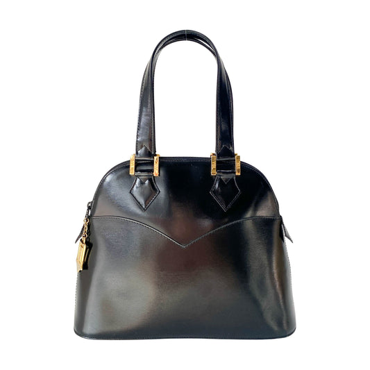 Black Leather Top Handle Bag