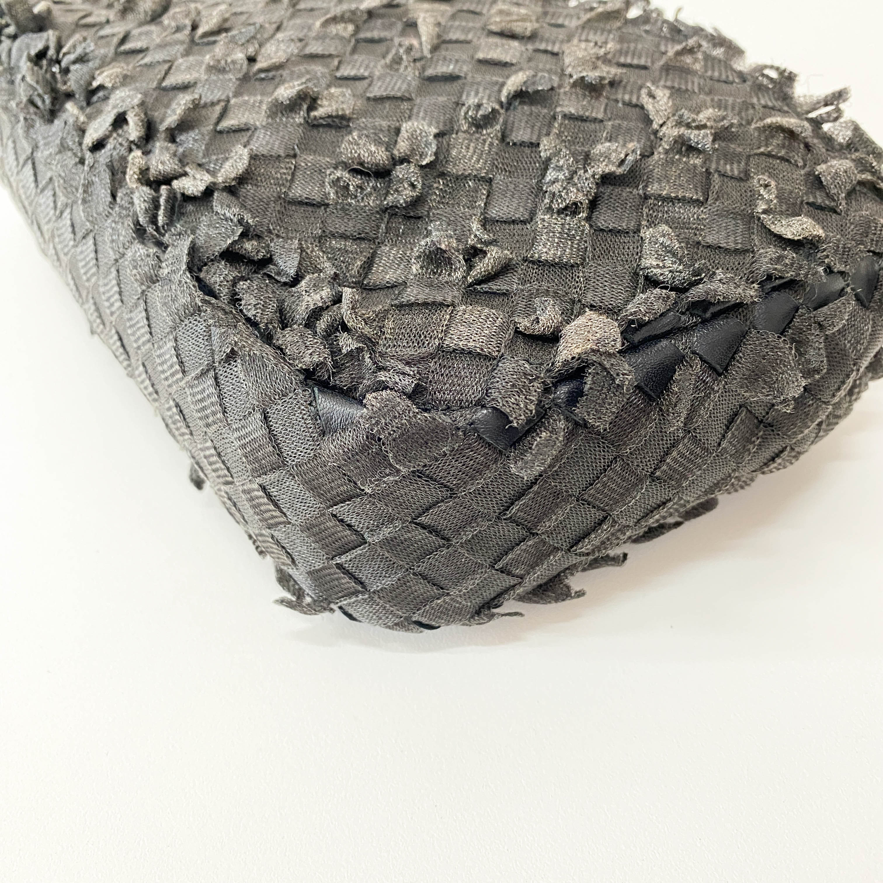 Black Intrecciato Cloth Shoulder Bag