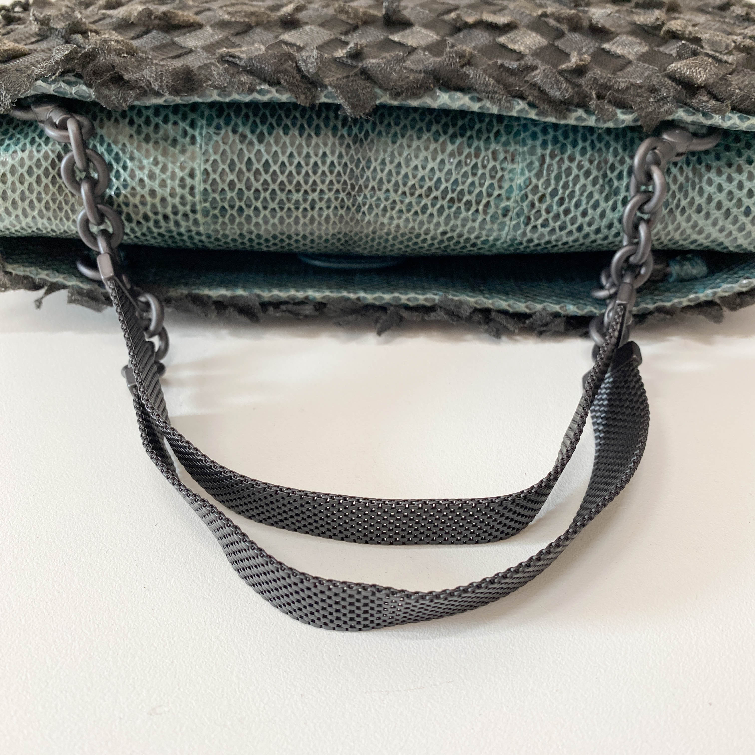 Black Intrecciato Cloth Shoulder Bag