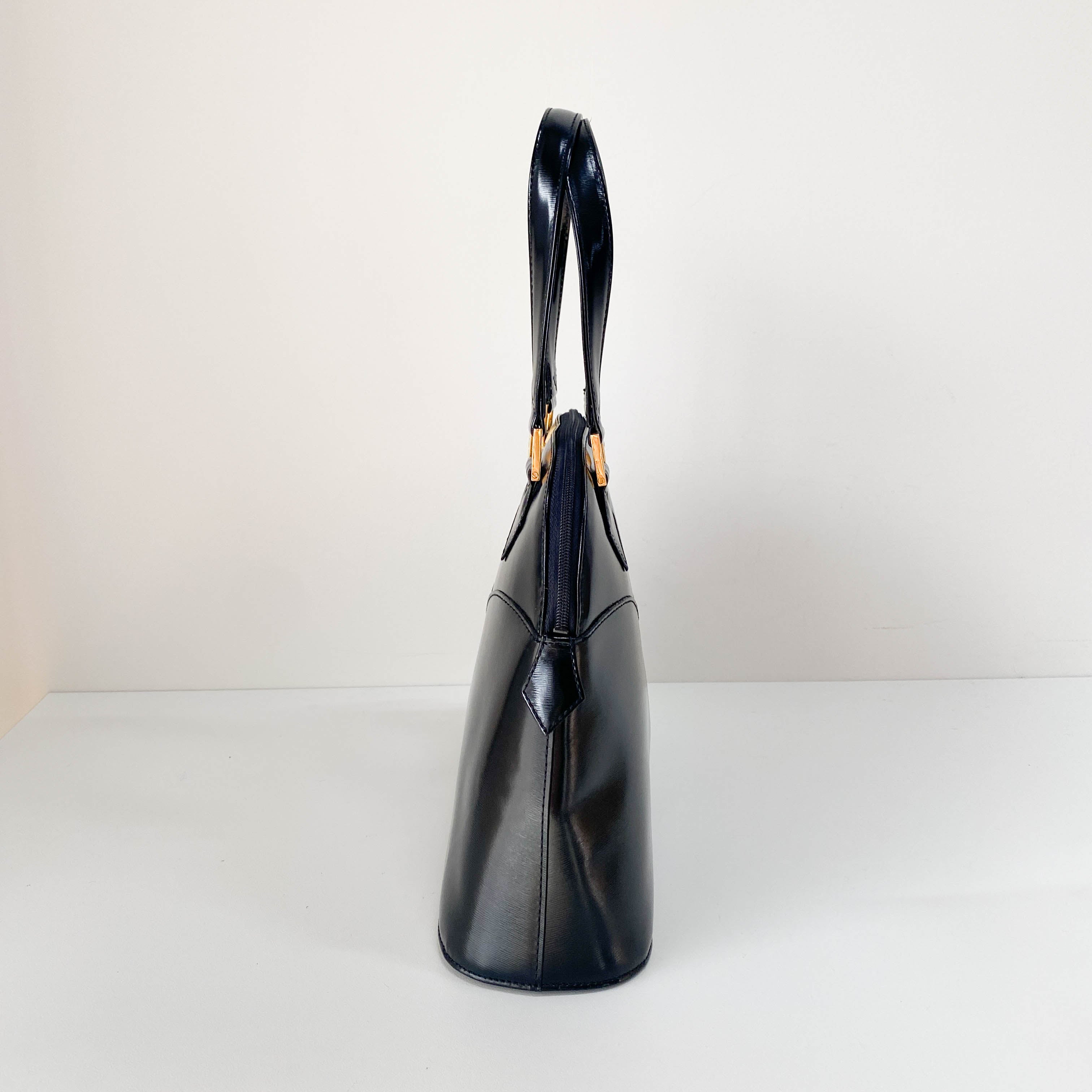 Black Leather Top Handle Bag