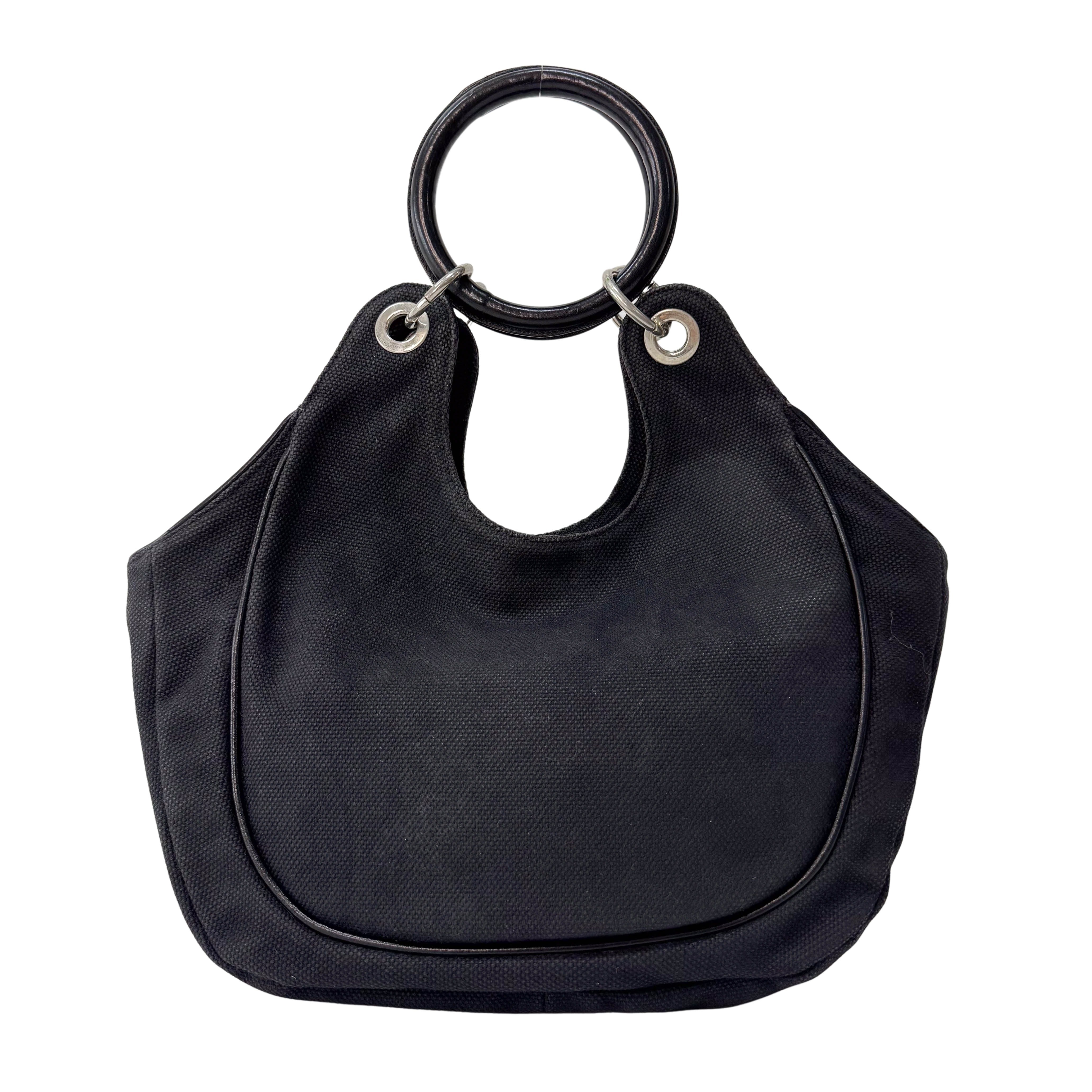 Archive Black denim Hobo Multicolor Beaded Double Round Handle Bag