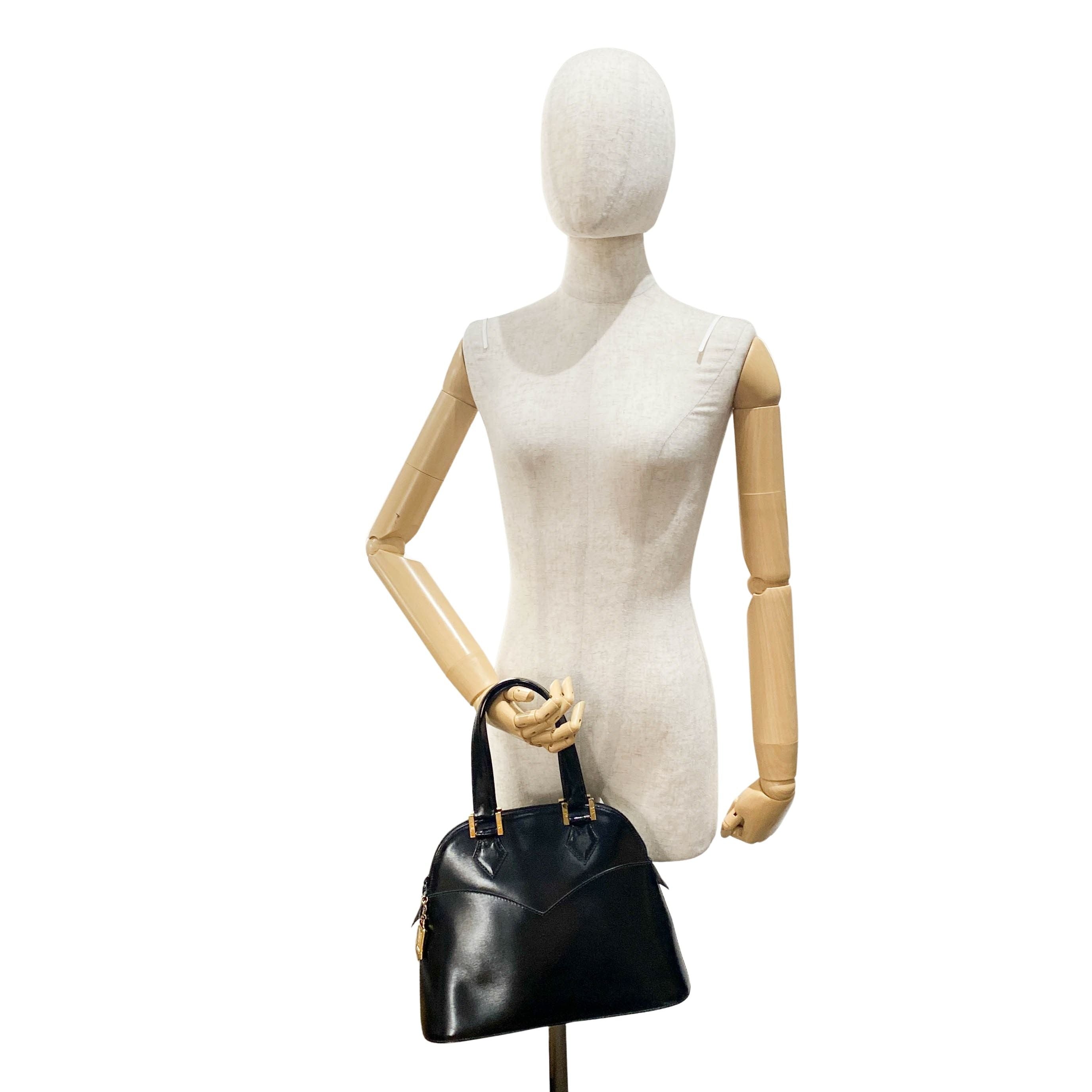 Black Leather Top Handle Bag