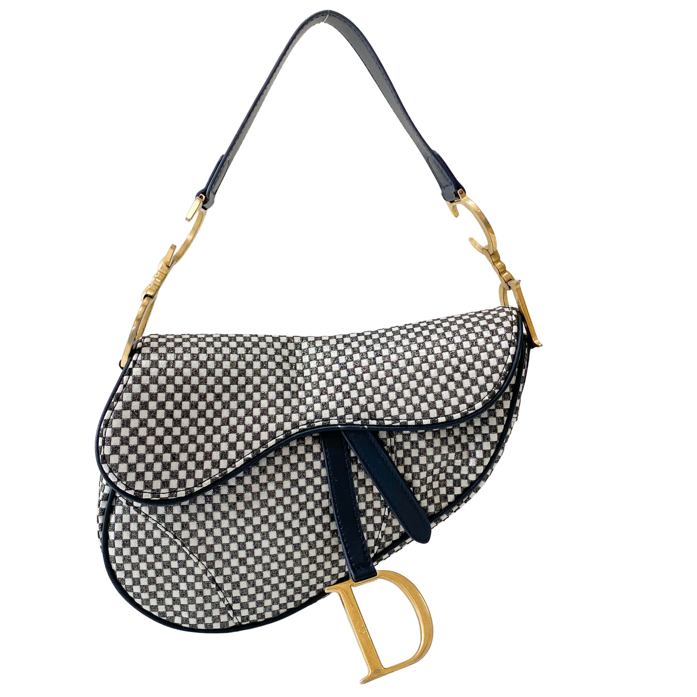 Saddle Black & White Checkered Coated Canvas Bag