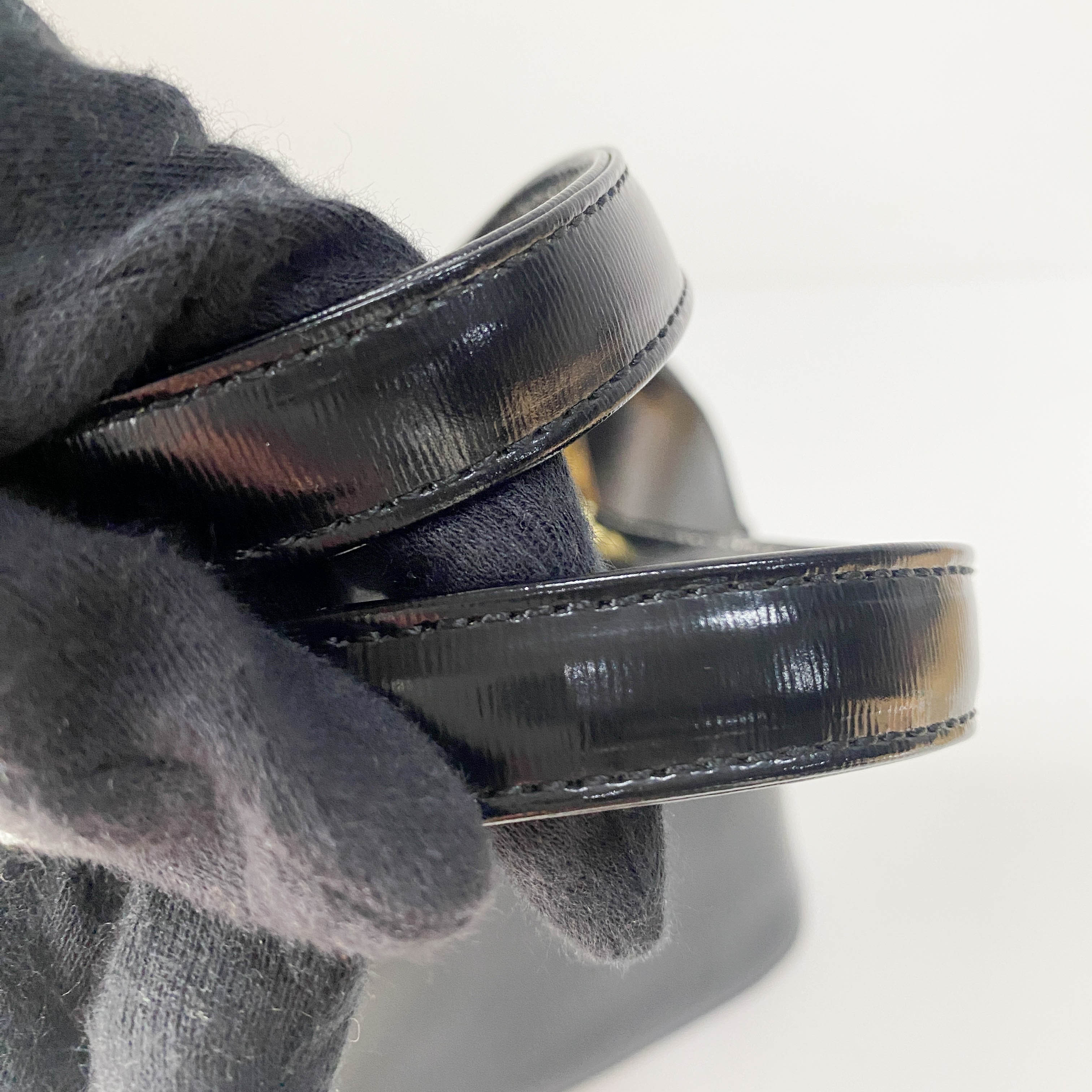 Black Leather Top Handle Bag