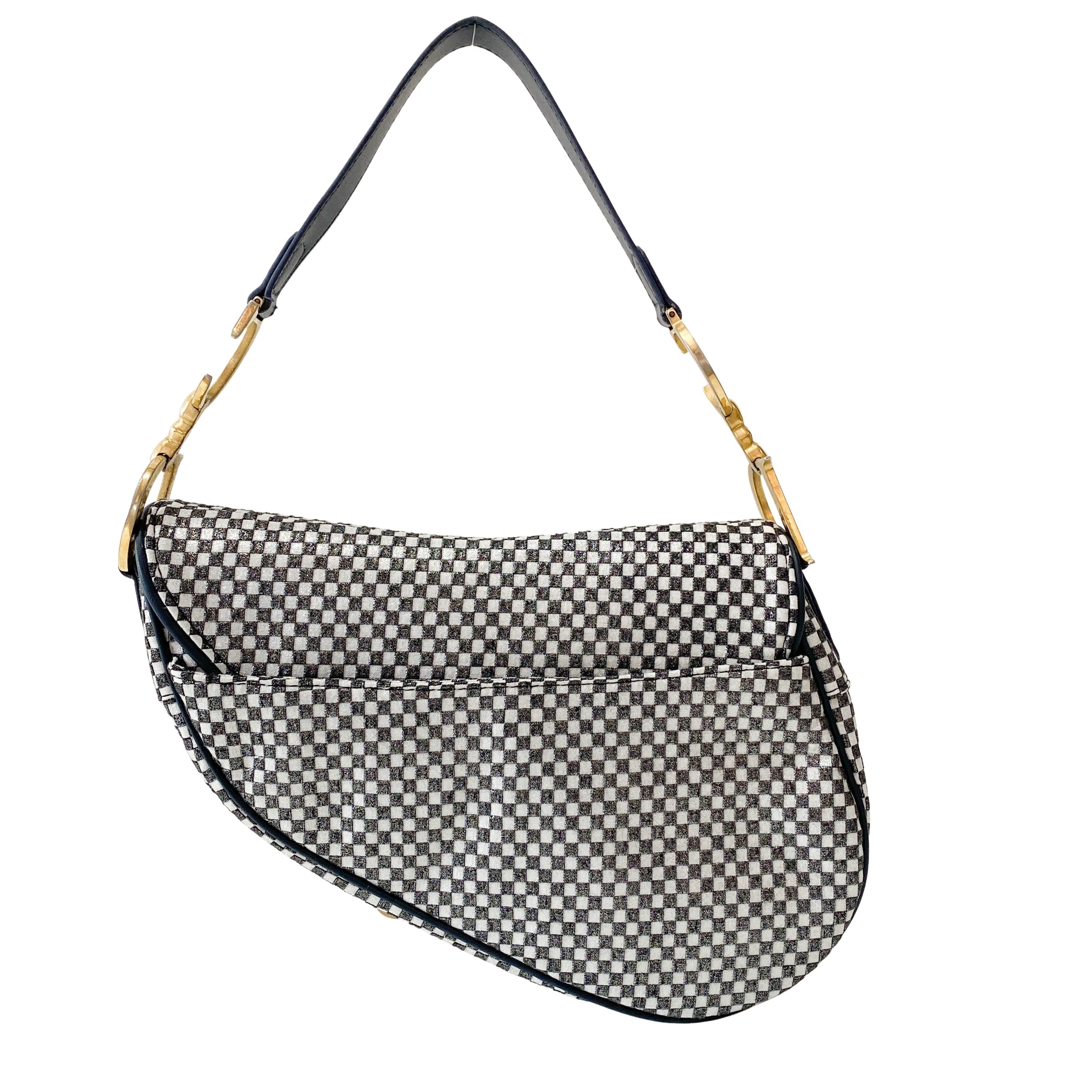 Saddle Black & White Checkered Coated Canvas Bag