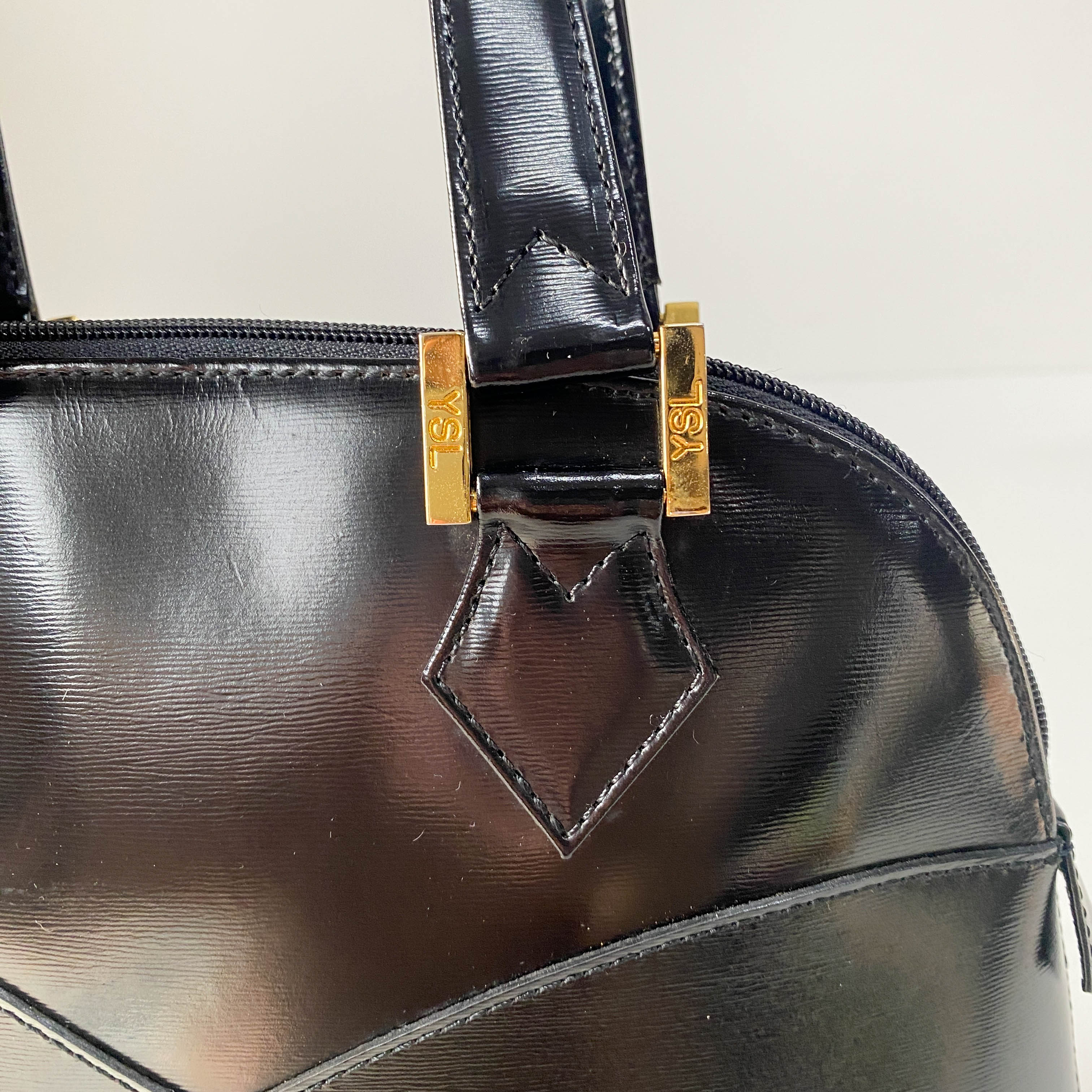 Black Leather Top Handle Bag