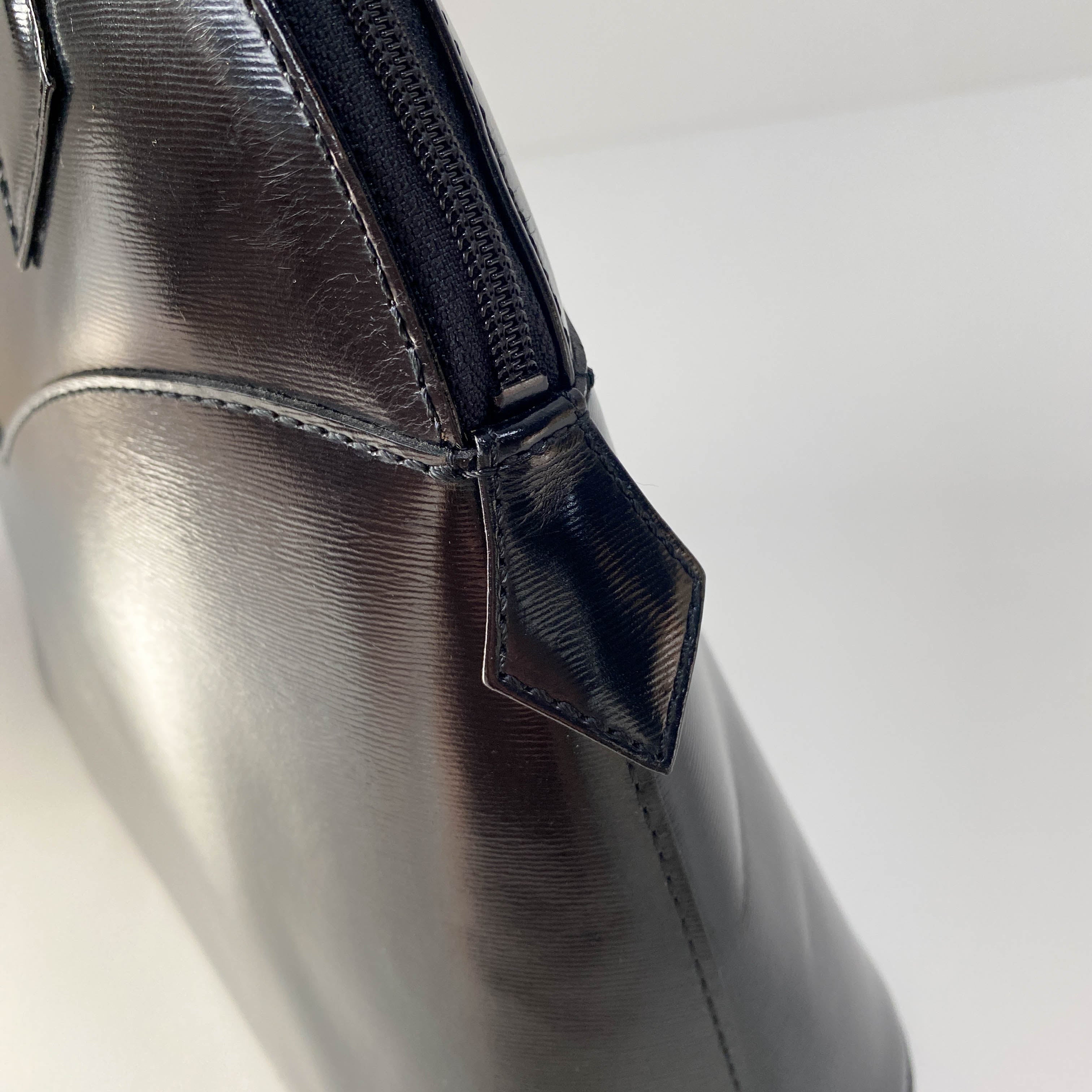 Black Leather Top Handle Bag