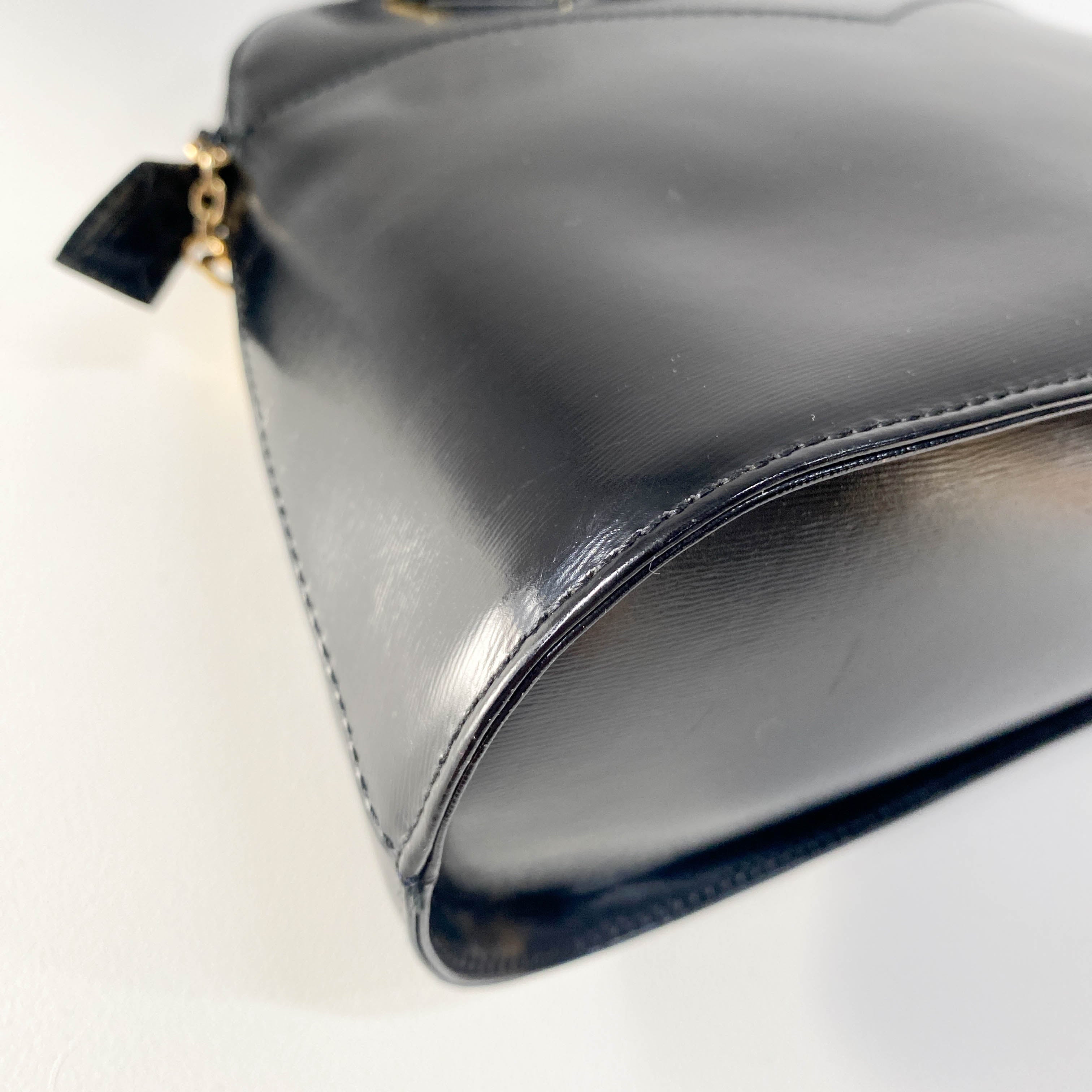 Black Leather Top Handle Bag
