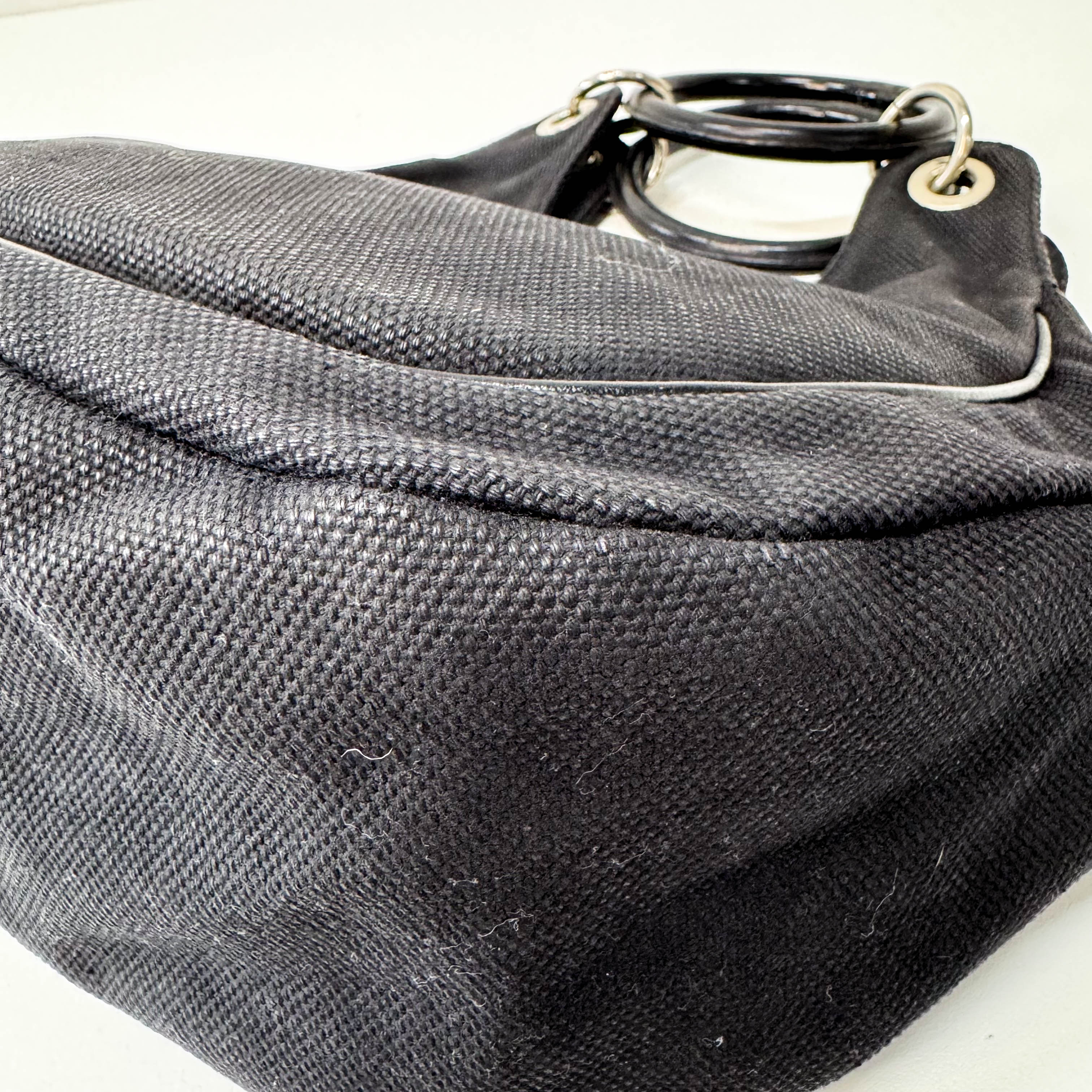 Archive Black denim Hobo Multicolor Beaded Double Round Handle Bag