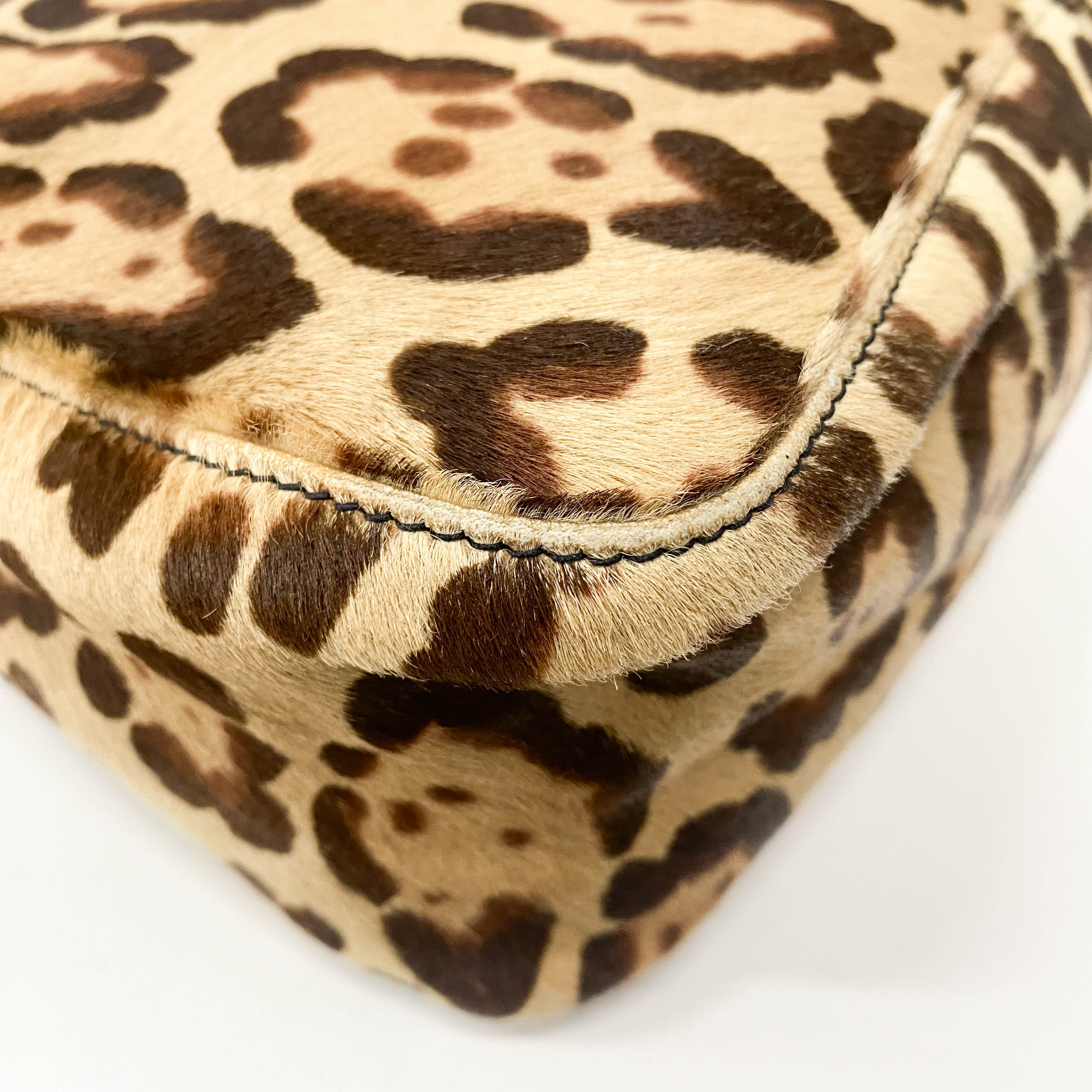 Mamma Baguette Leopard Print Pony Hair Shoulder Bag