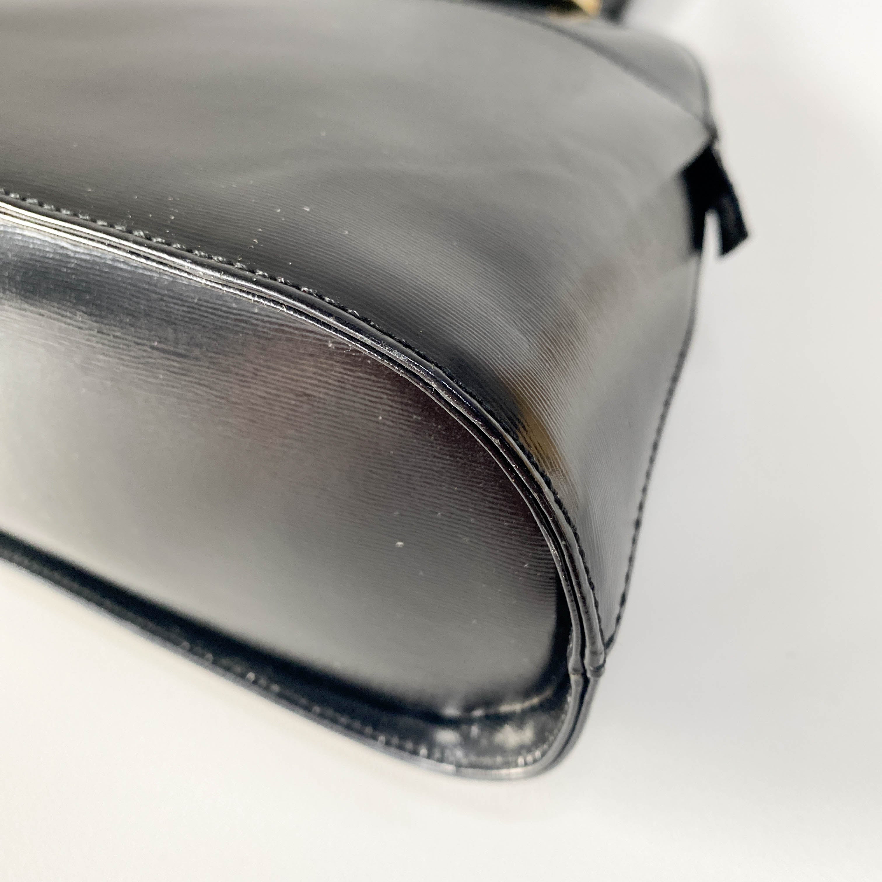 Black Leather Top Handle Bag