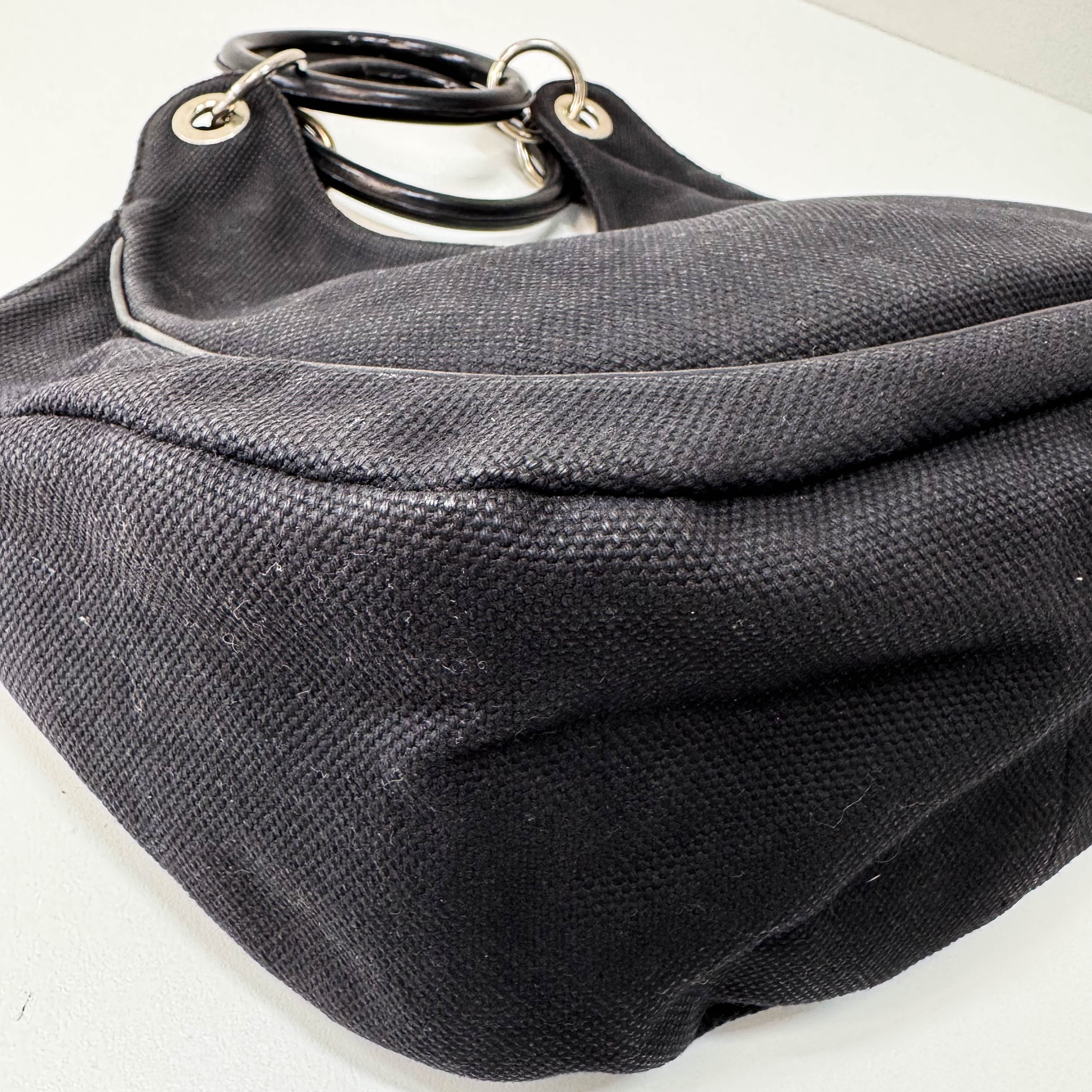 Archive Black denim Hobo Multicolor Beaded Double Round Handle Bag