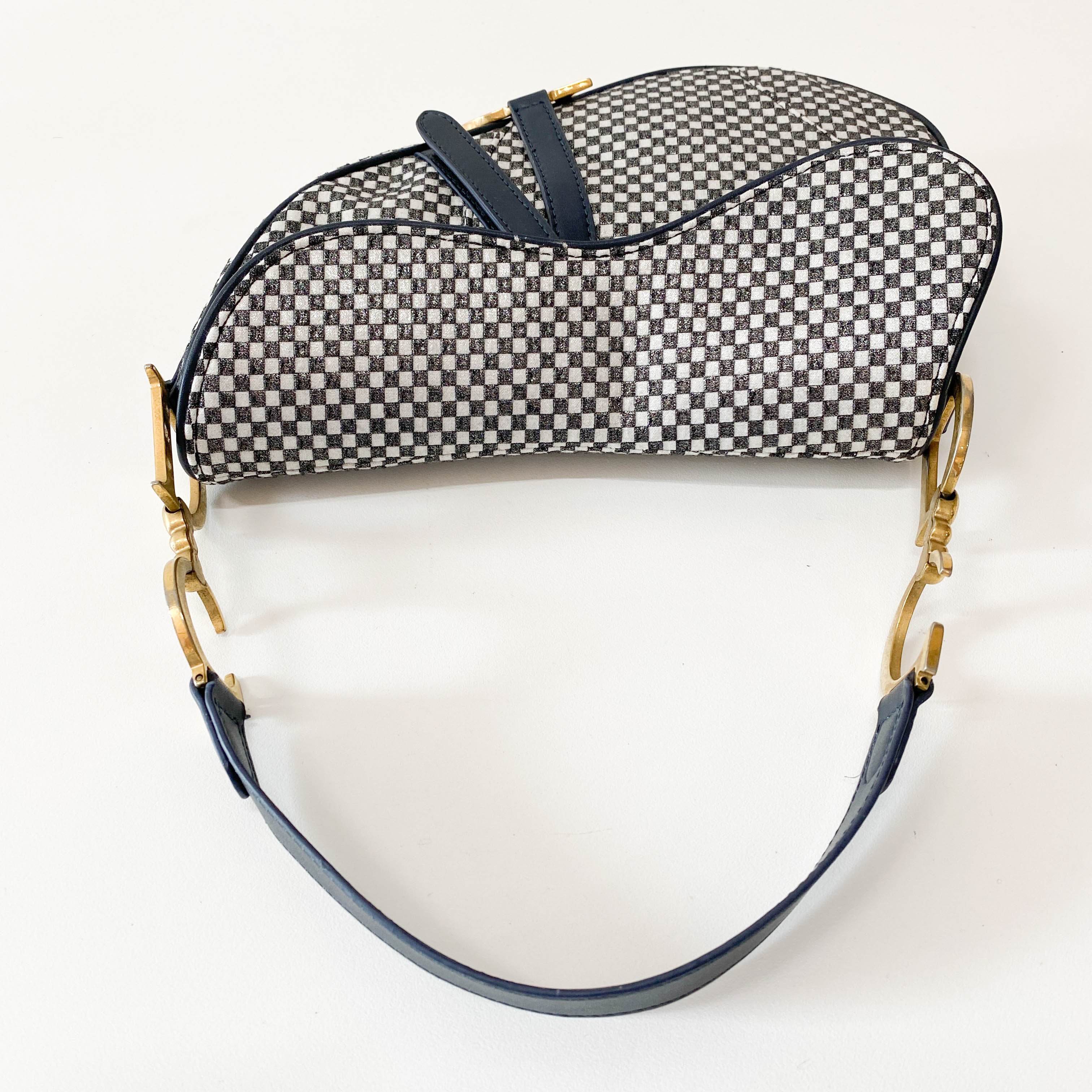 Saddle Black & White Checkered Coated Canvas Bag