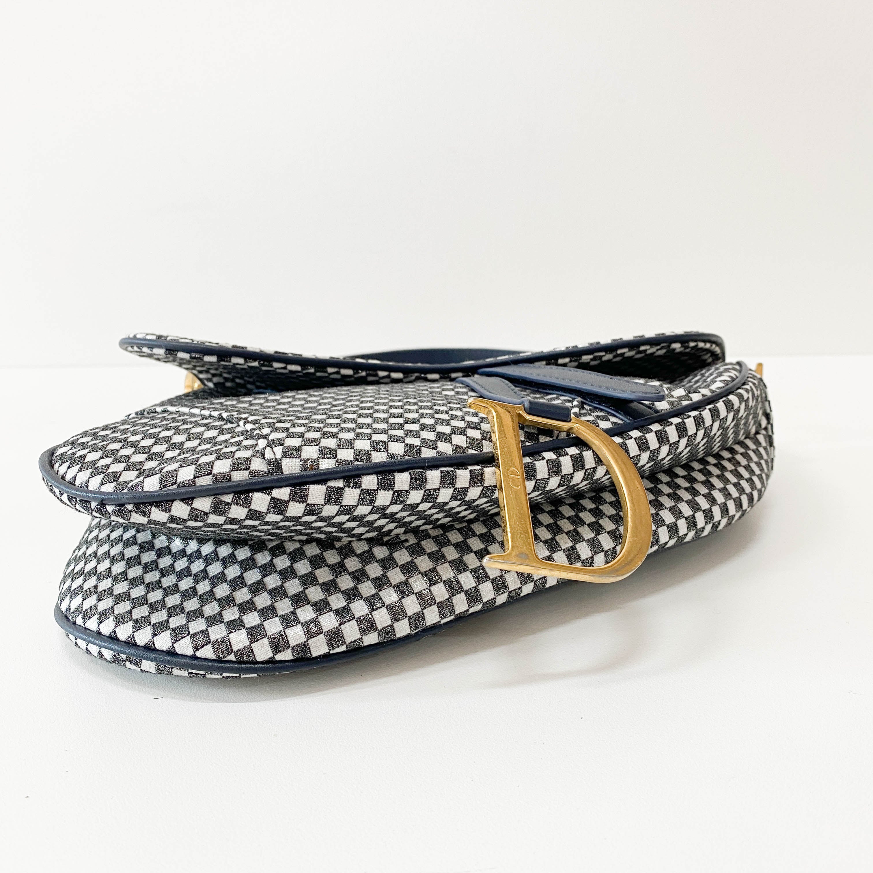 Saddle Black & White Checkered Coated Canvas Bag