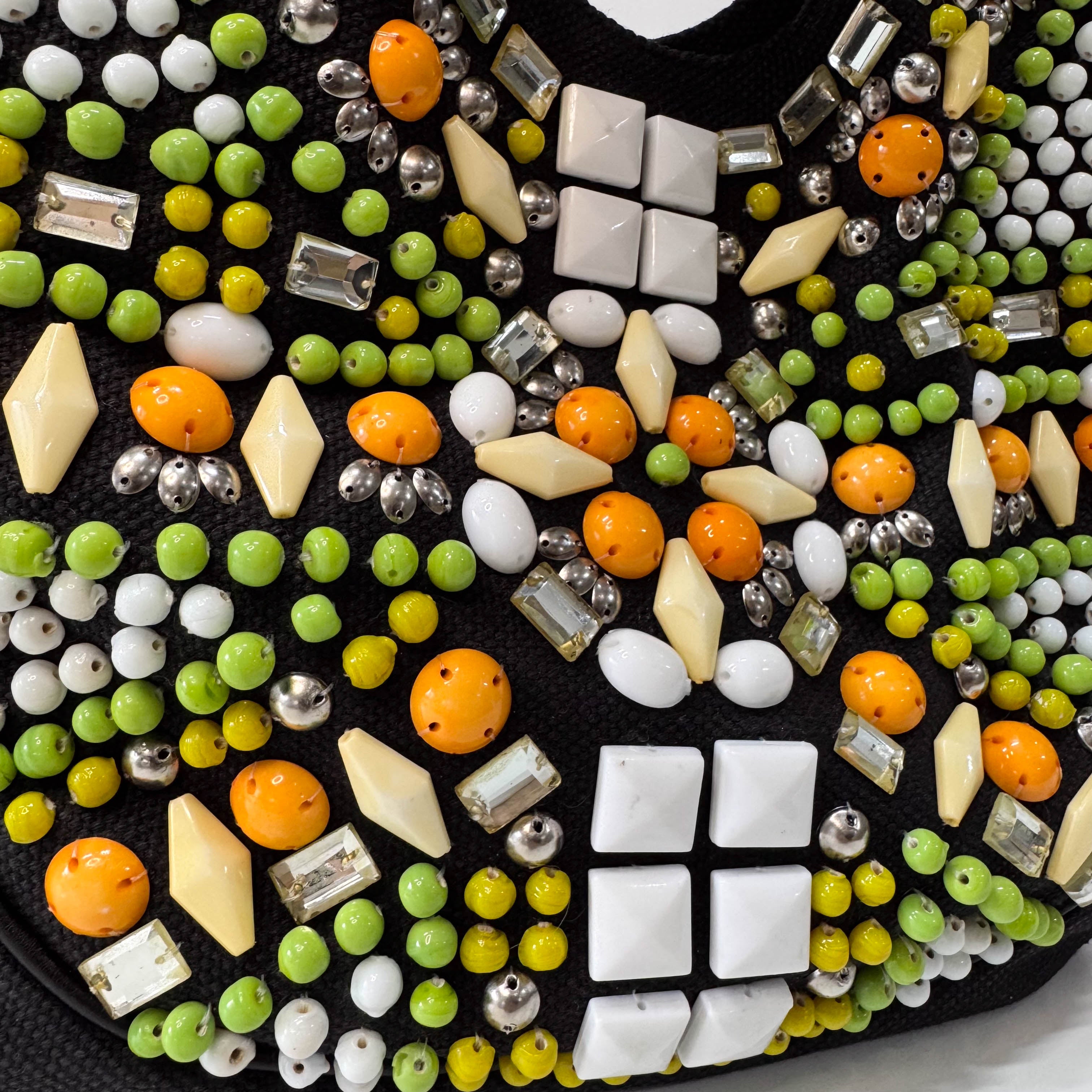 Archive Black denim Hobo Multicolor Beaded Double Round Handle Bag