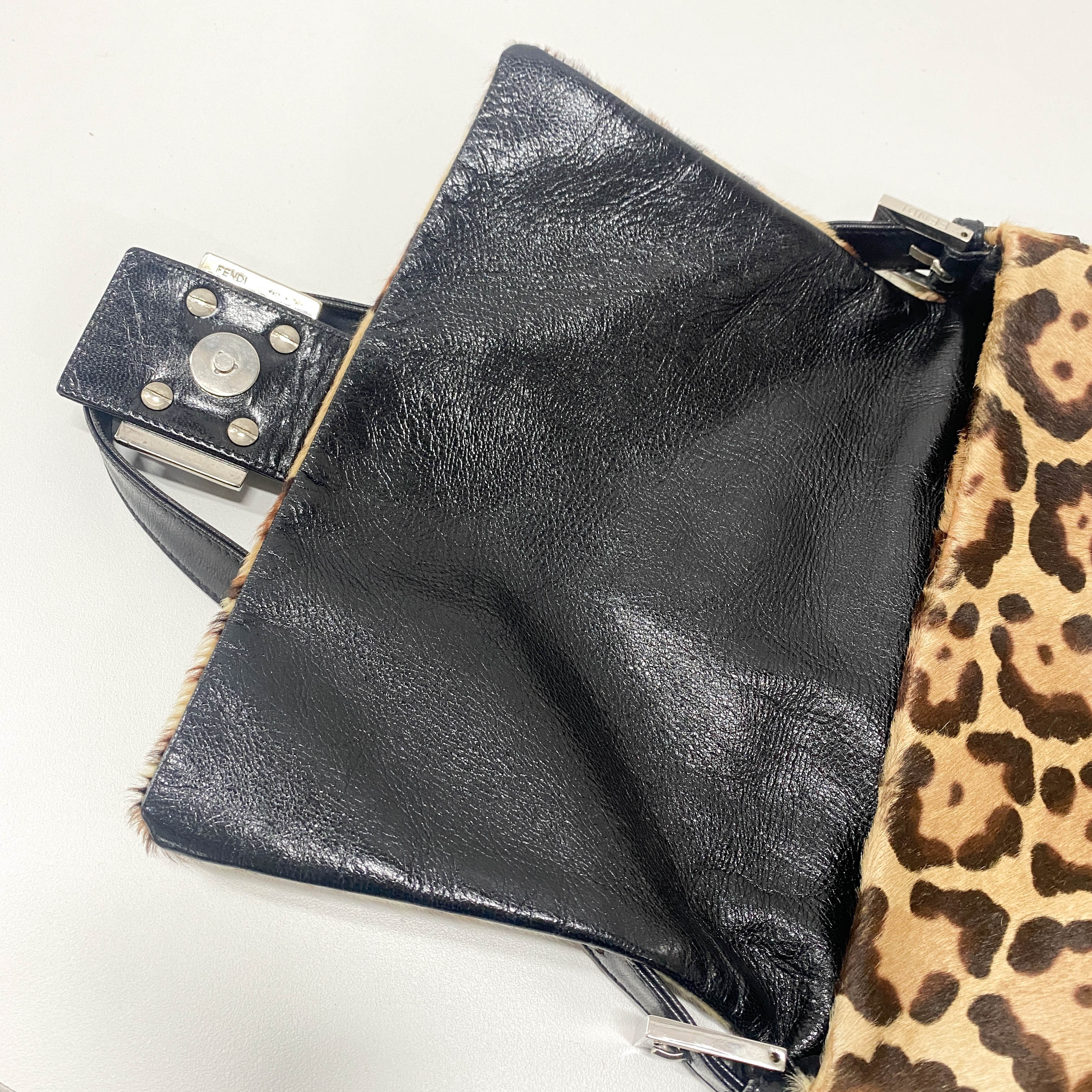 Mamma Baguette Leopard Print Pony Hair Shoulder Bag