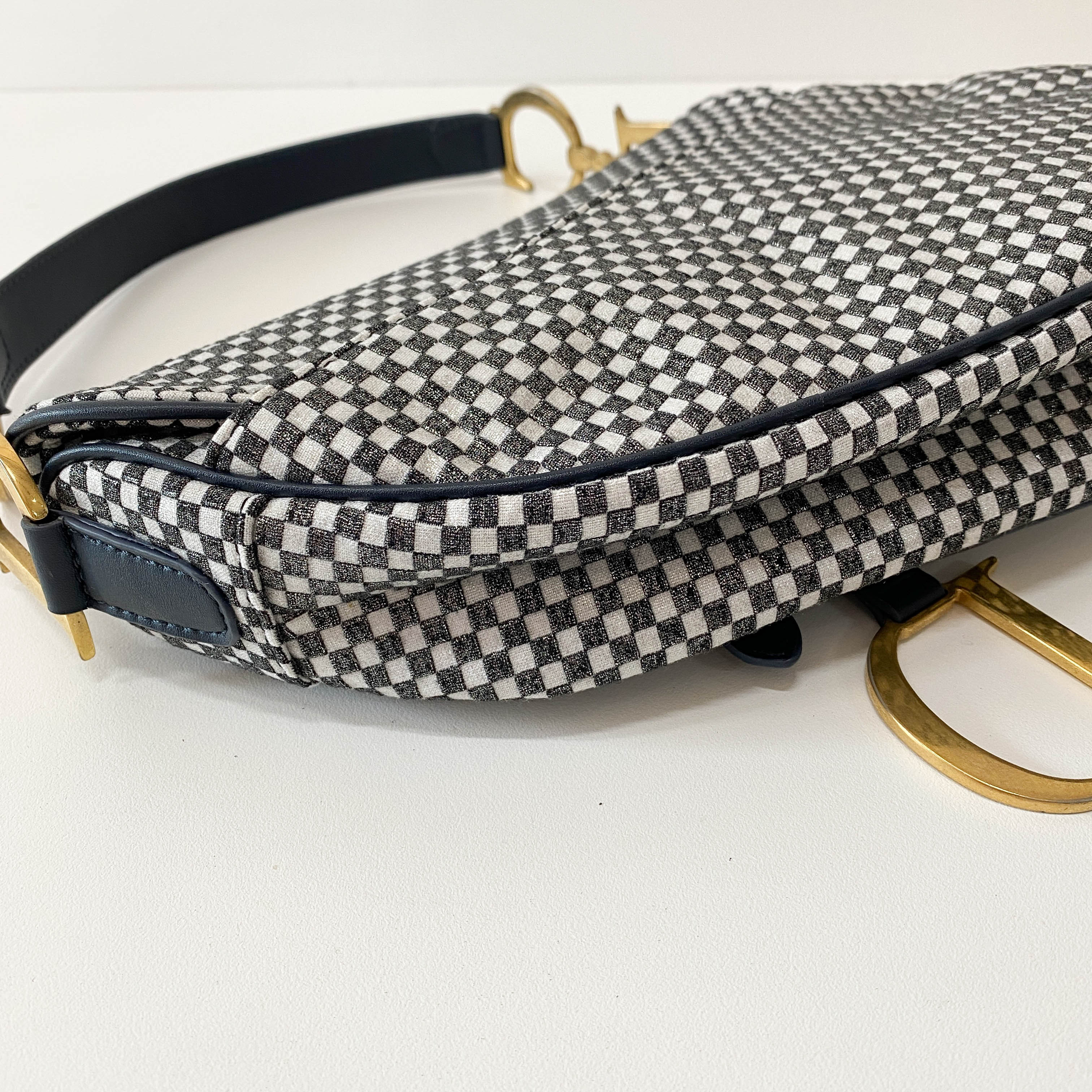 Saddle Black & White Checkered Coated Canvas Bag