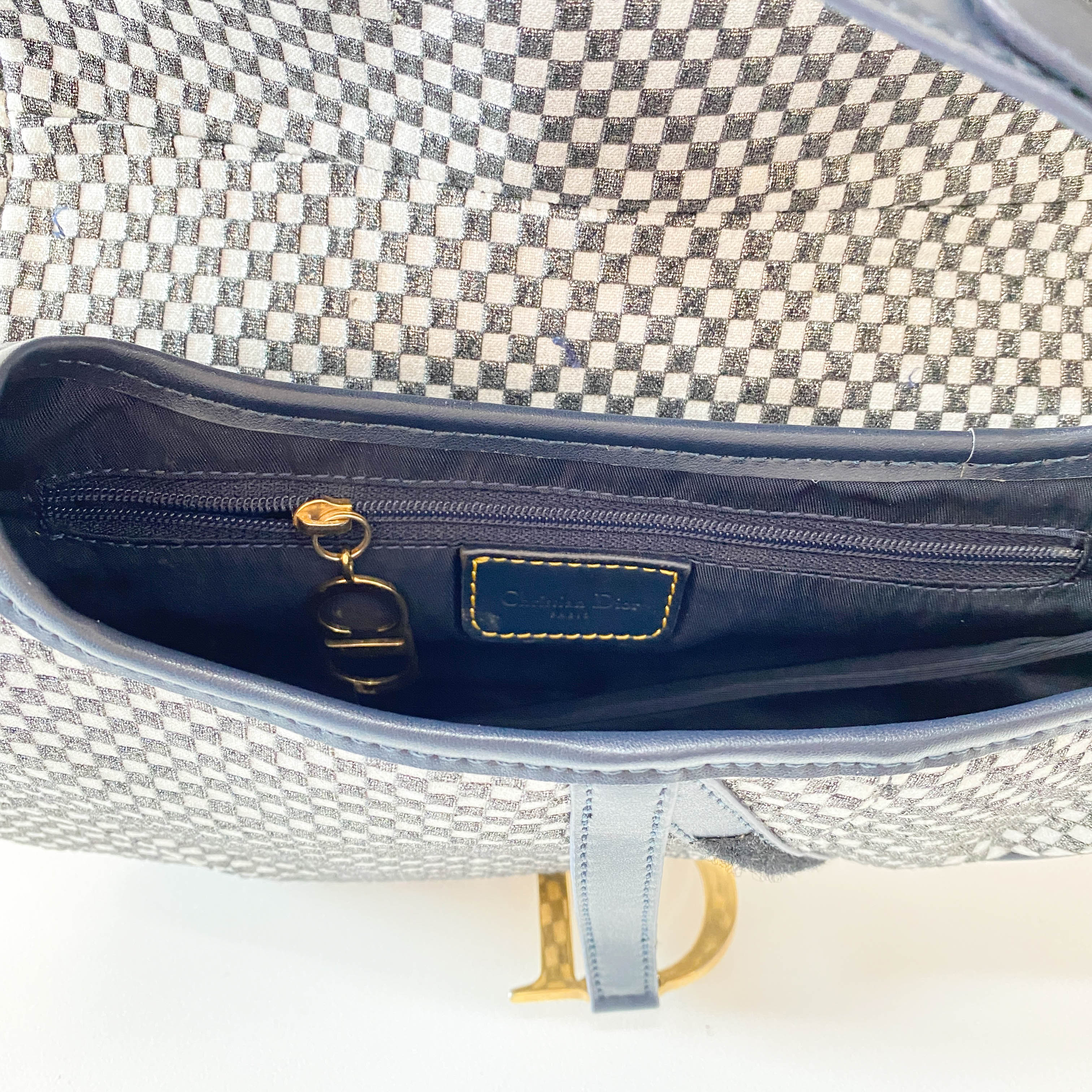 Saddle Black & White Checkered Coated Canvas Bag