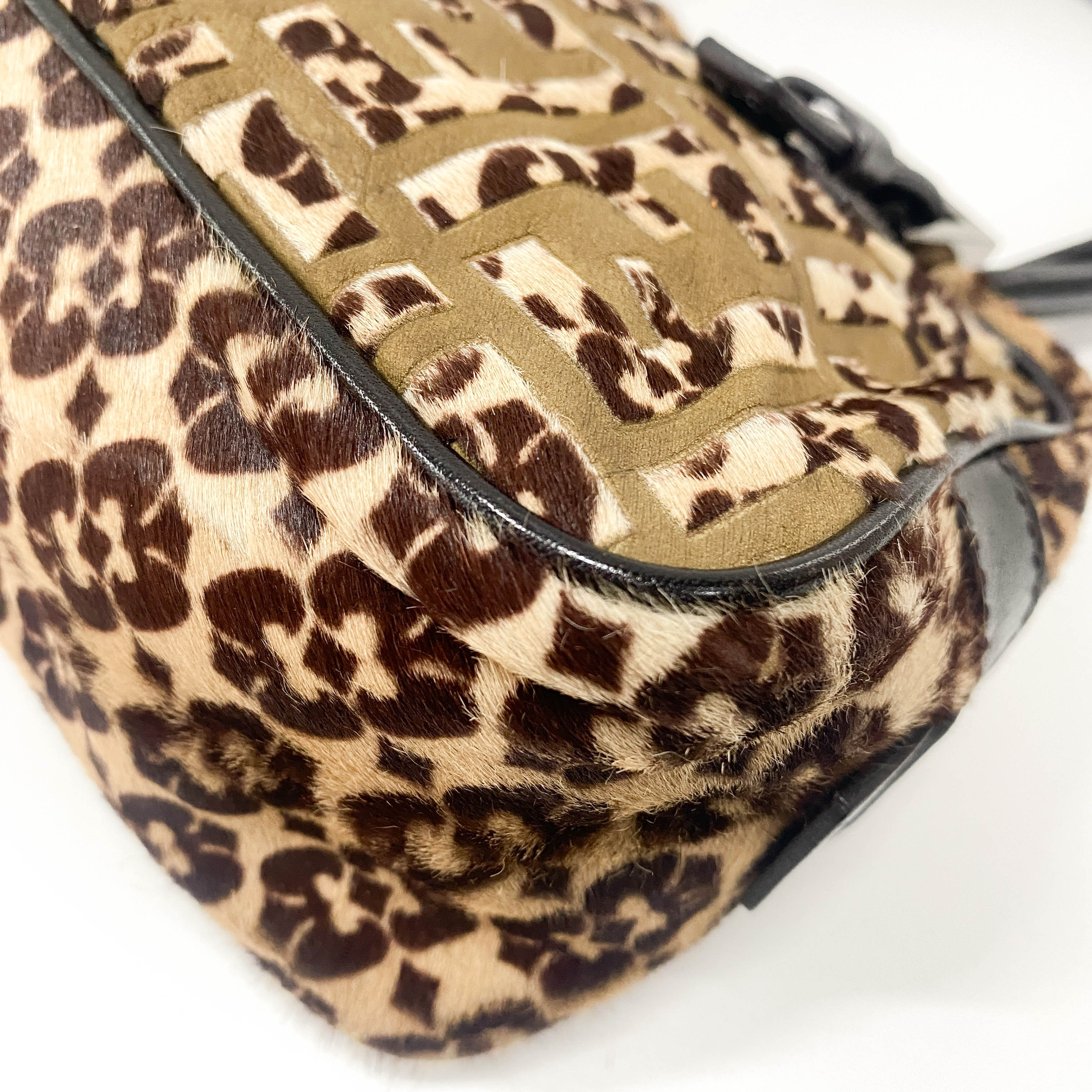 Zucca Leopard Print Pony Hair Shoulder Bag
