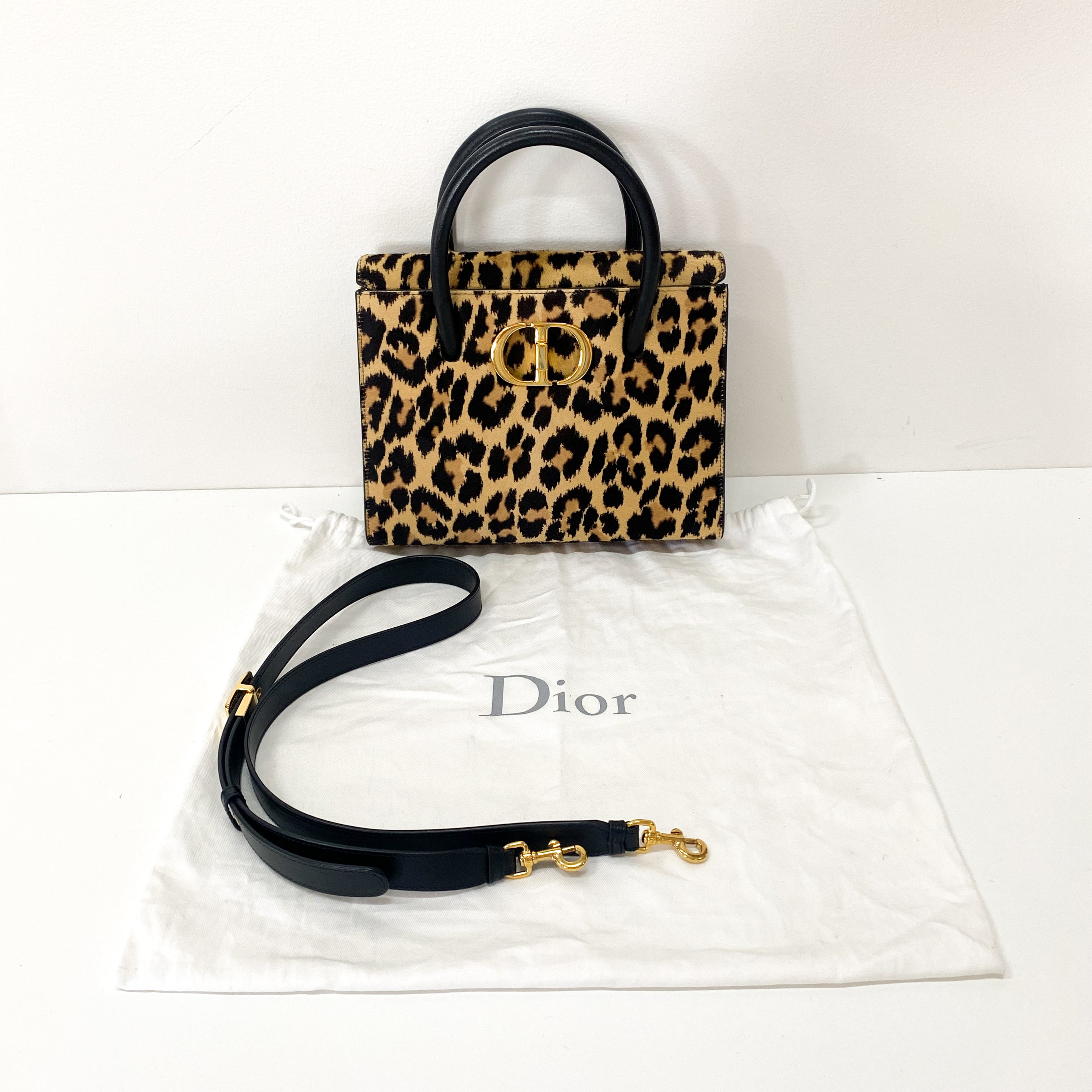 Montaigne Leopard Print Pony Hair Top Handle Bag