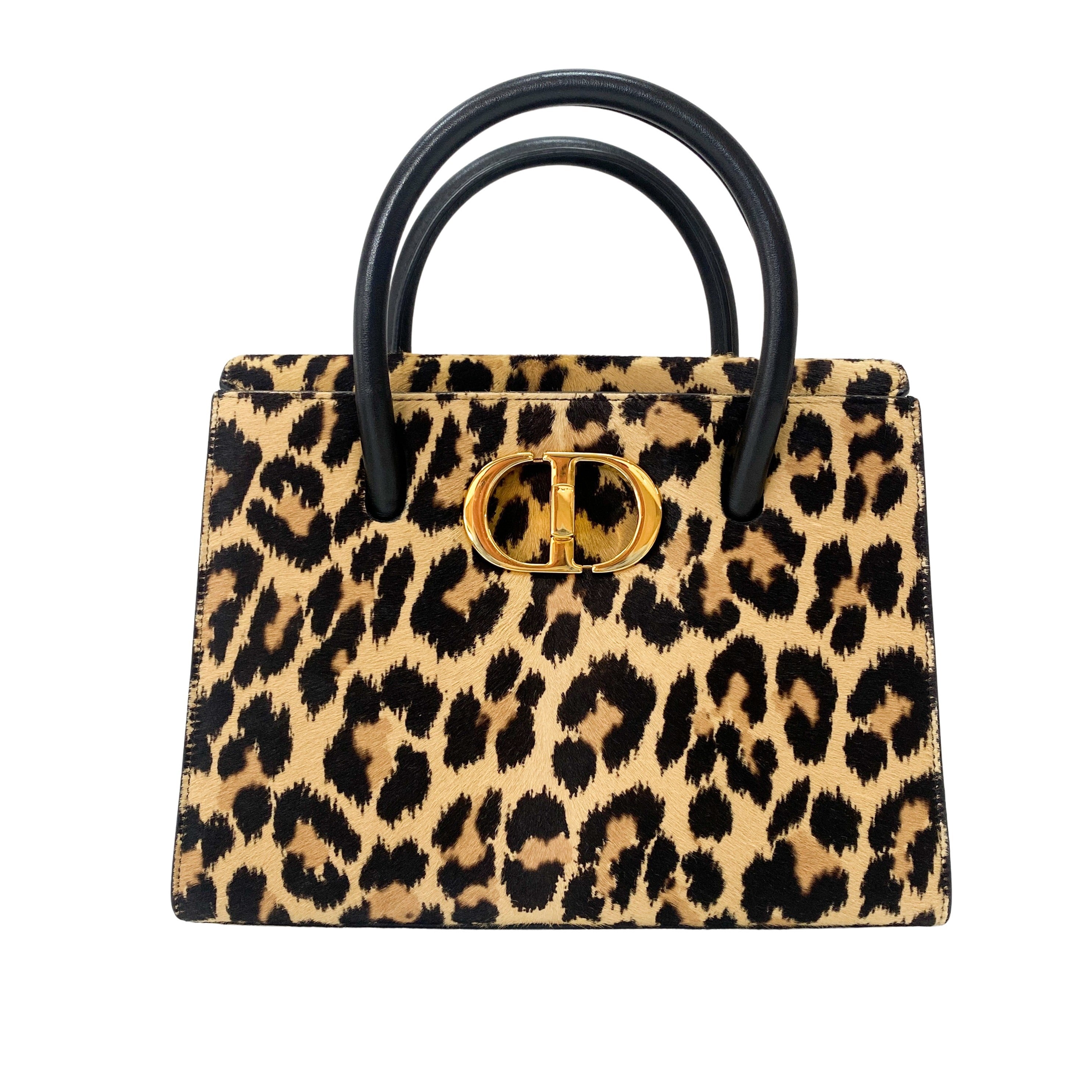 Montaigne Leopard Print Pony Hair Top Handle Bag