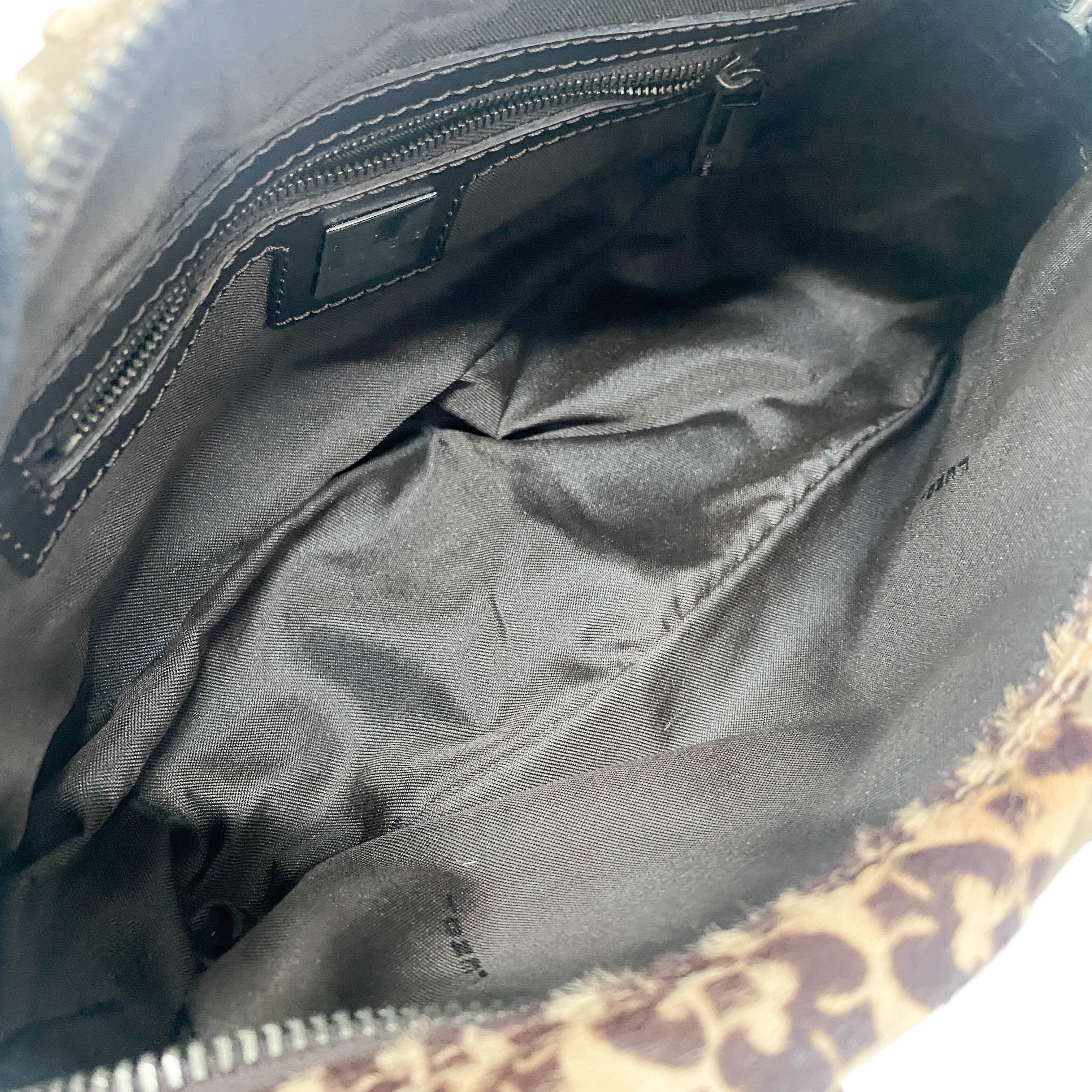 Zucca Leopard Print Pony Hair Shoulder Bag