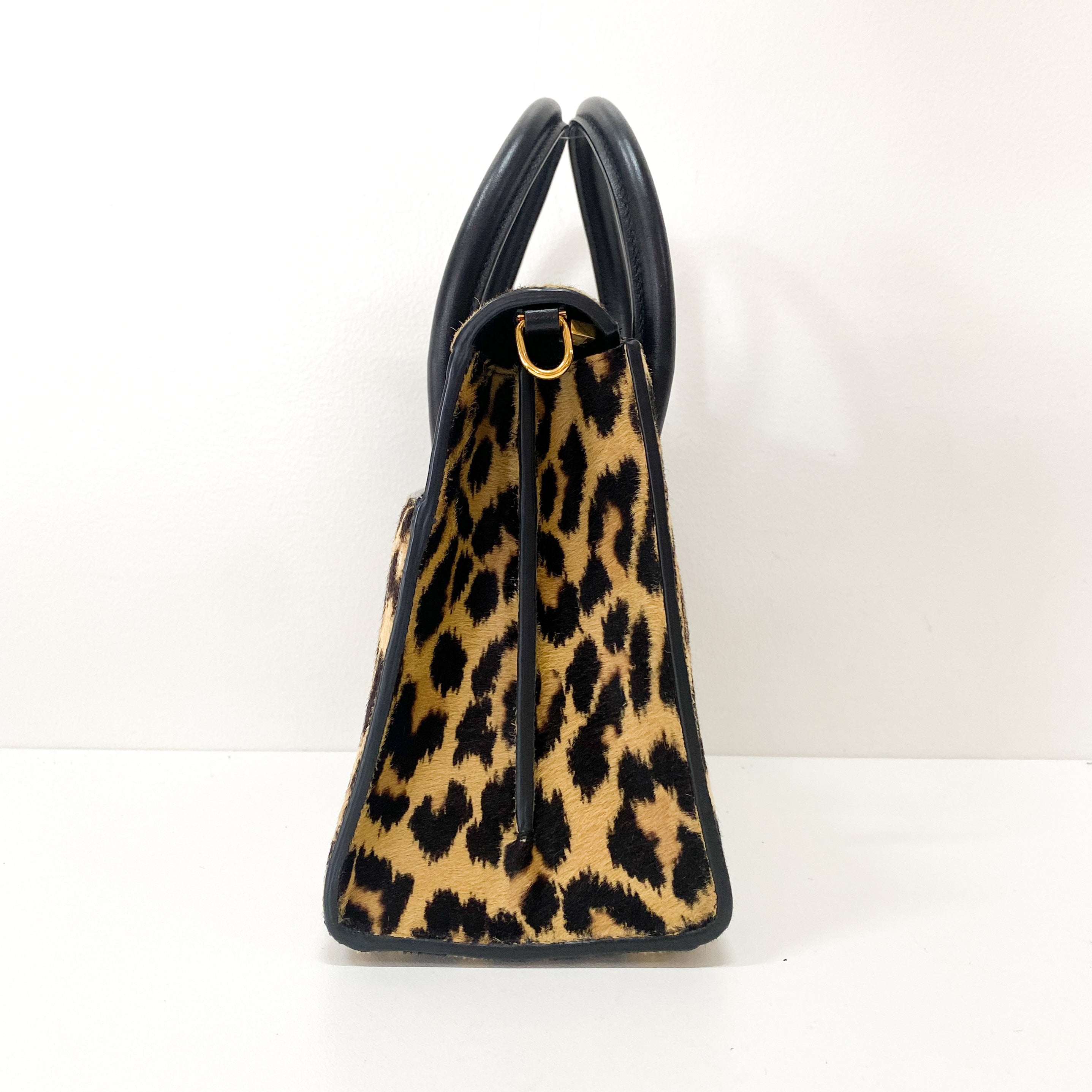 Montaigne Leopard Print Pony Hair Top Handle Bag
