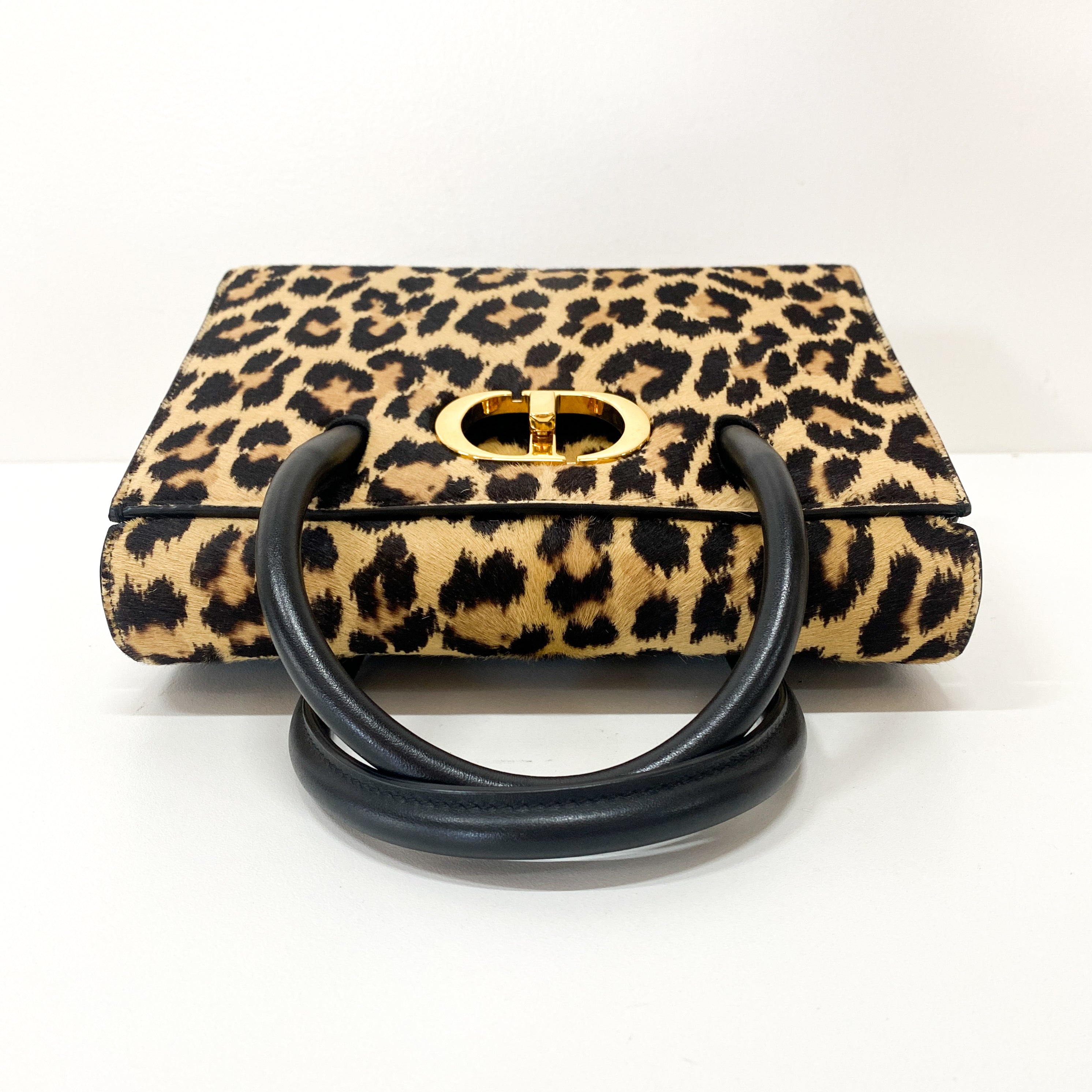 Montaigne Leopard Print Pony Hair Top Handle Bag