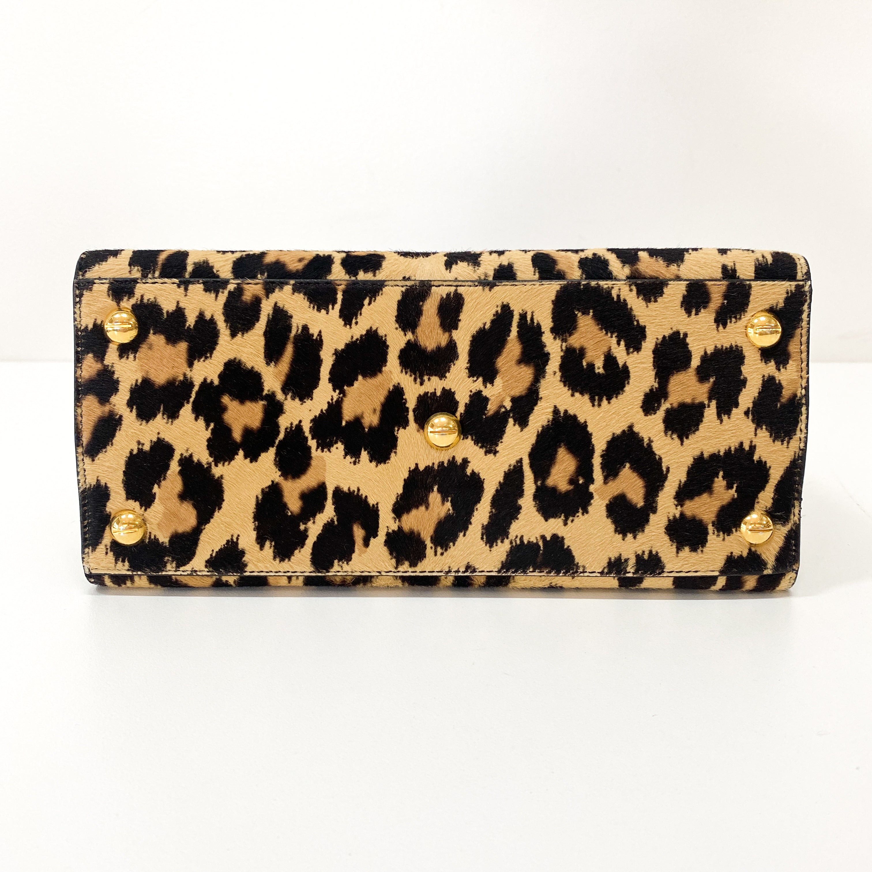 Montaigne Leopard Print Pony Hair Top Handle Bag