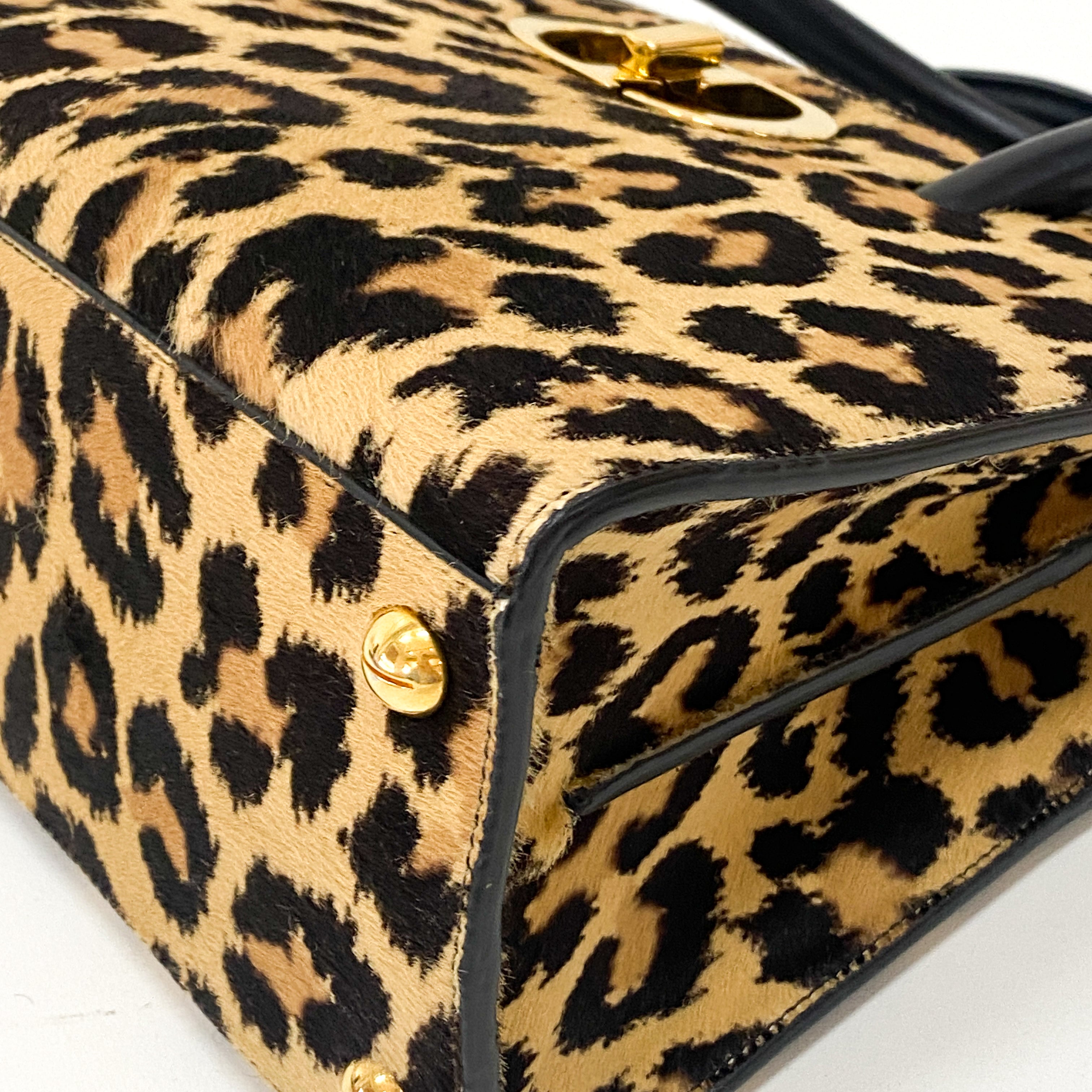 Montaigne Leopard Print Pony Hair Top Handle Bag