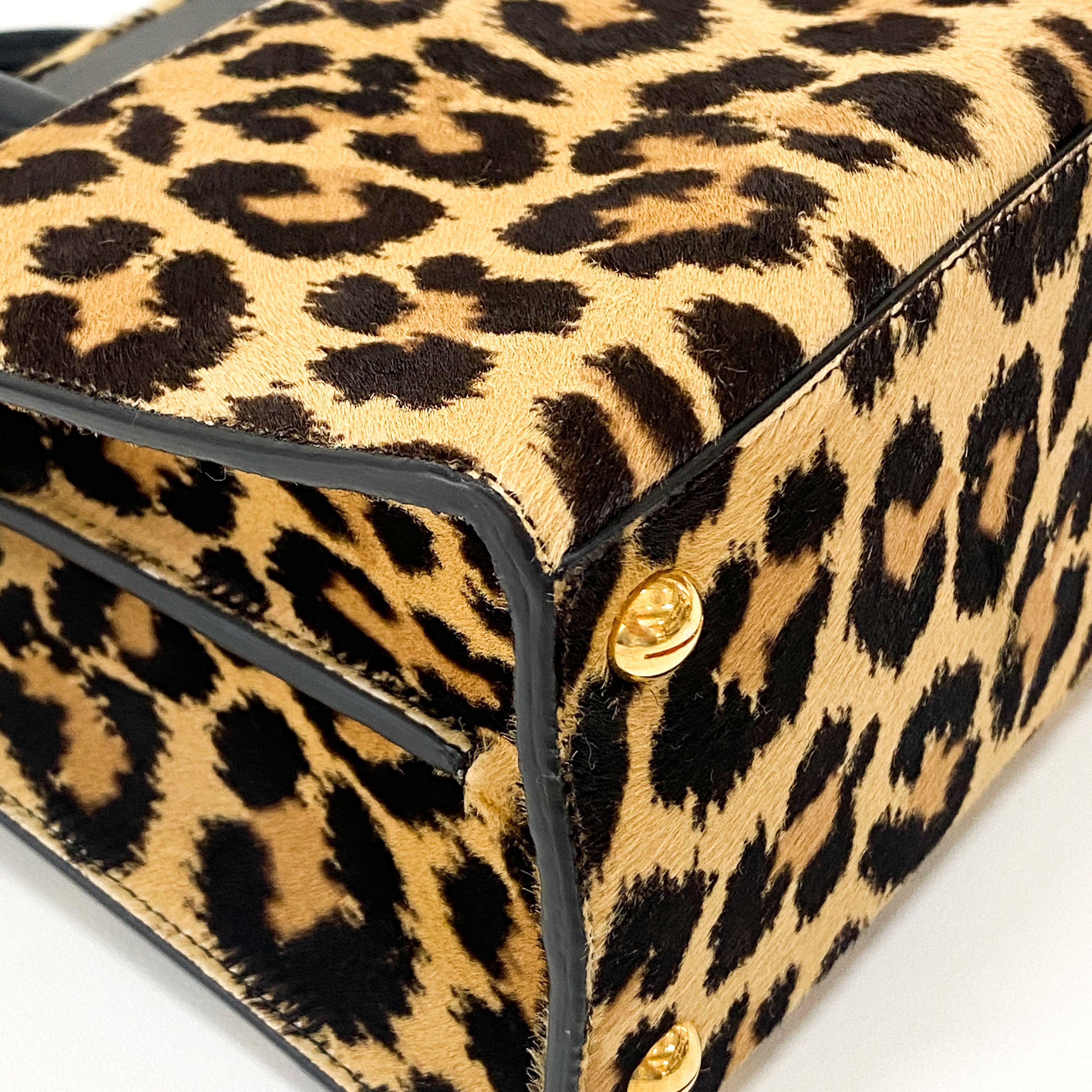Montaigne Leopard Print Pony Hair Top Handle Bag
